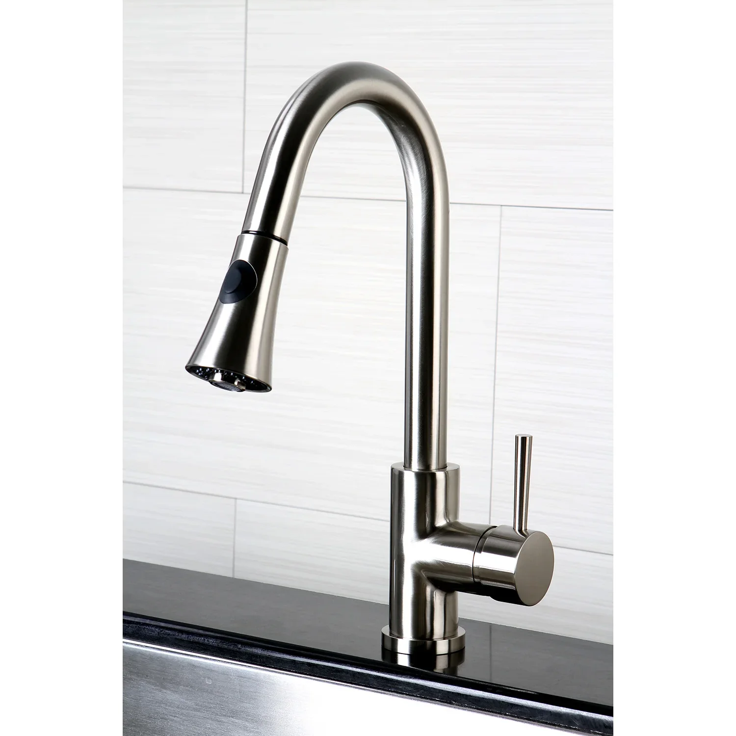 Kingston Brass Gourmetier Concord Single-Handle Pull-Down Kitchen Faucet, Brushed Nickel (LS8728DL) - Image 3