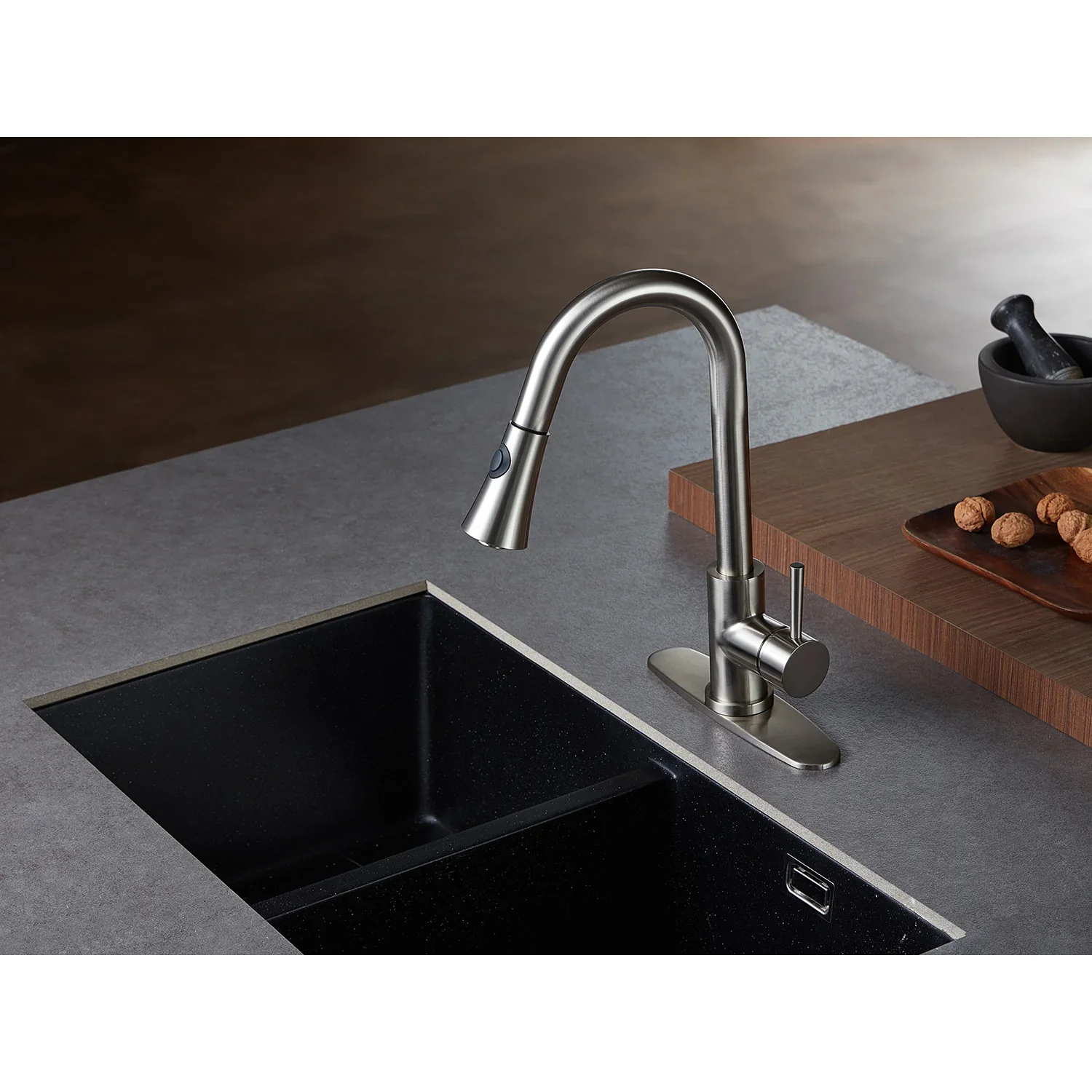 Kingston Brass Gourmetier Concord Single-Handle Pull-Down Kitchen Faucet, Brushed Nickel (LS8728DL) - Image 6