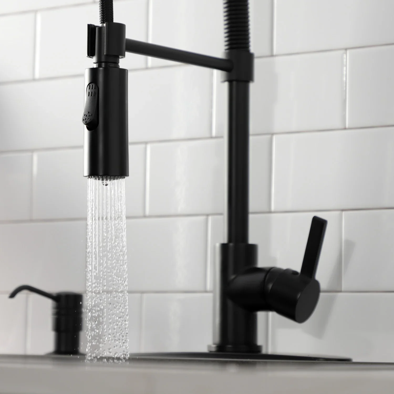 Kingston Brass Gourmetier Continental Single-Handle Deck-Mount Pre-Rinse Kitchen Faucet, Matte Black (LS8770CTL) - Image 6