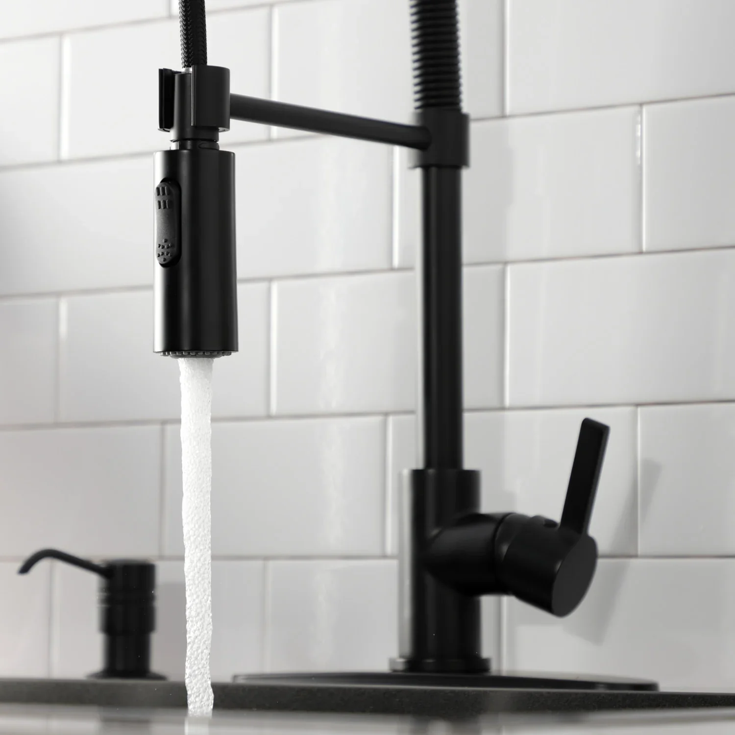 Kingston Brass Gourmetier Continental Single-Handle Deck-Mount Pre-Rinse Kitchen Faucet, Matte Black (LS8770CTL) - Image 7