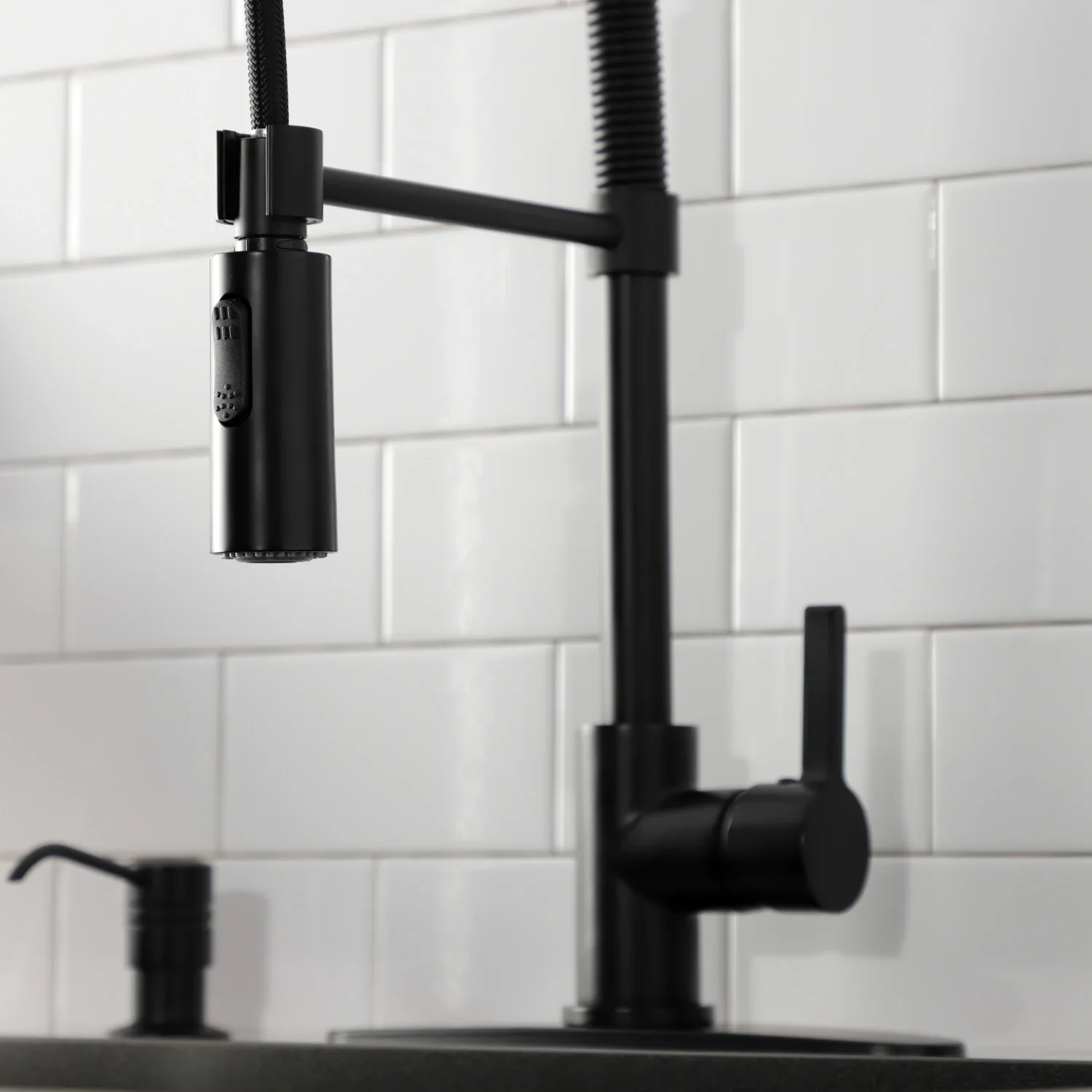 Kingston Brass Gourmetier Continental Single-Handle Deck-Mount Pre-Rinse Kitchen Faucet, Matte Black (LS8770CTL) - Image 8