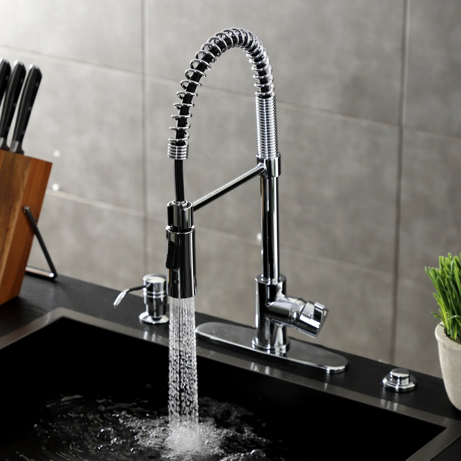 Kingston Brass Gourmetier Continental Single-Handle Deck-Mount Pre-Rinse Kitchen Faucet, Polished Chrome (LS8771CTL) - Image 2