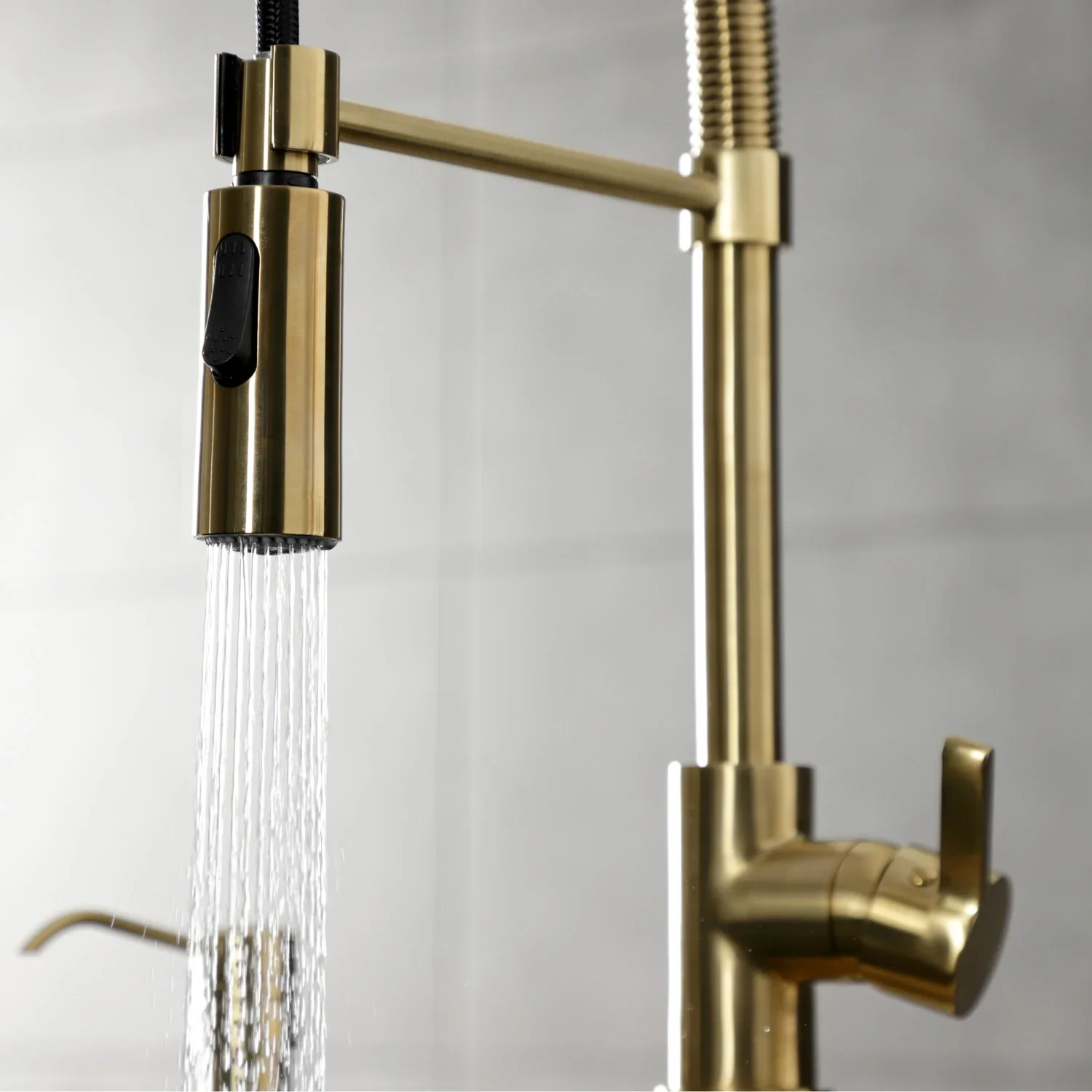 Kingston Brass Gourmetier Continental Single-Handle Deck-Mount Pre-Rinse Kitchen Faucet, Brushed Brass (LS8773CTL) - Image 6