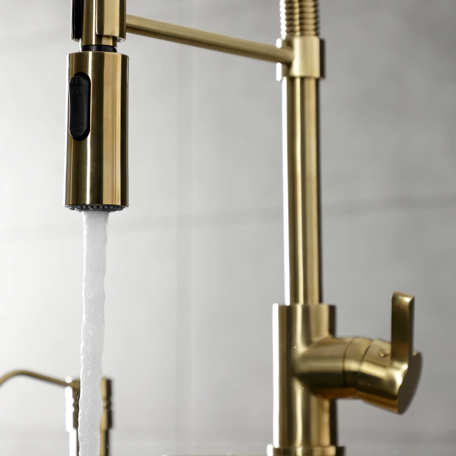 Kingston Brass Gourmetier Continental Single-Handle Deck-Mount Pre-Rinse Kitchen Faucet, Brushed Brass (LS8773CTL) - Image 7