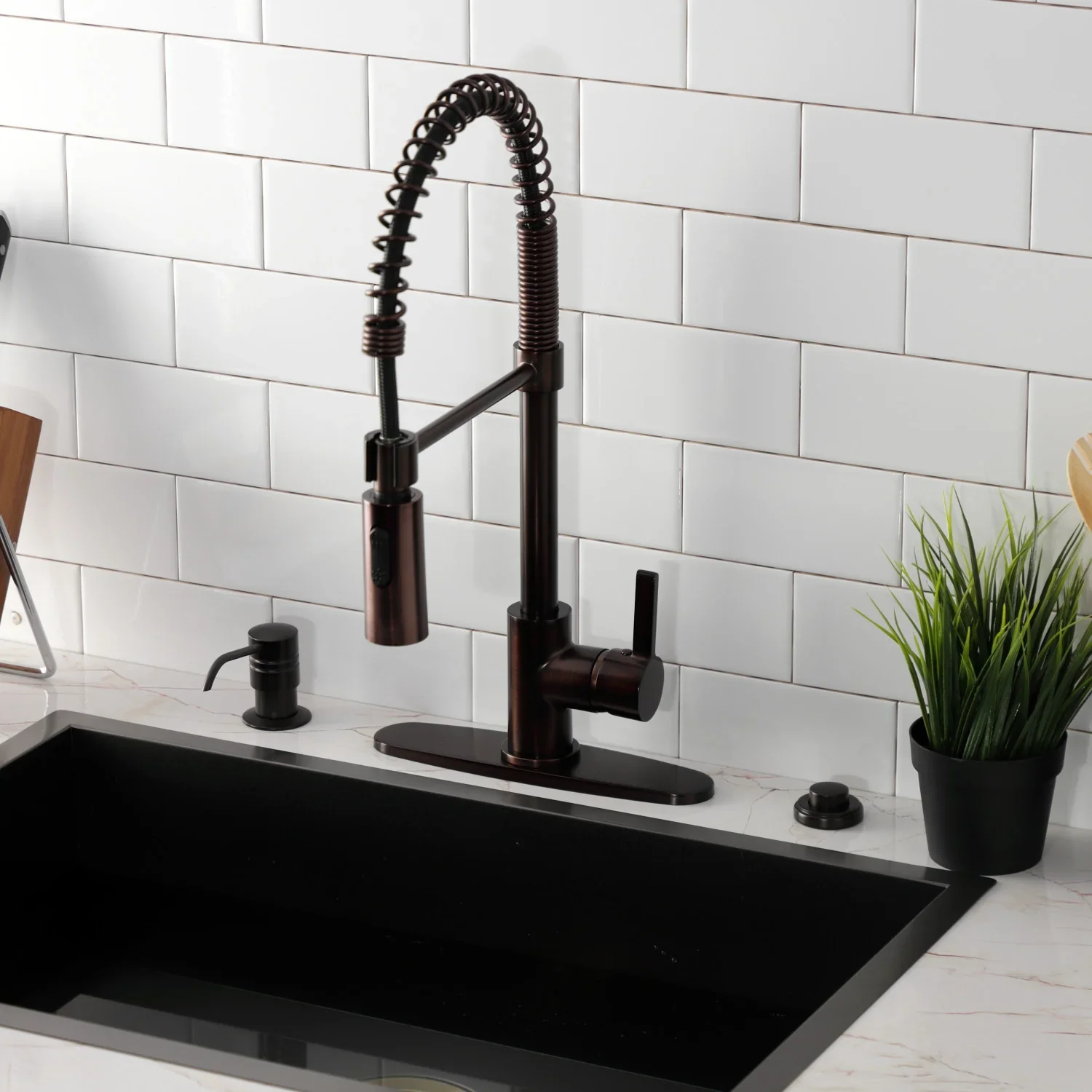 Kingston Brass Gourmetier Continental Single-Handle Deck-Mount Pre-Rinse Kitchen Faucet, Oil Rubbed Bronze (LS8775CTL) - Image 8