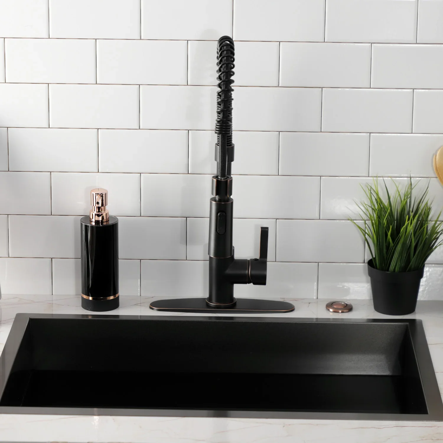 Kingston Brass Gourmetier Continental Single-Handle Deck-Mount Pre-Rinse Kitchen Faucet, Naples Bronze (LS8776CTL) - Image 5