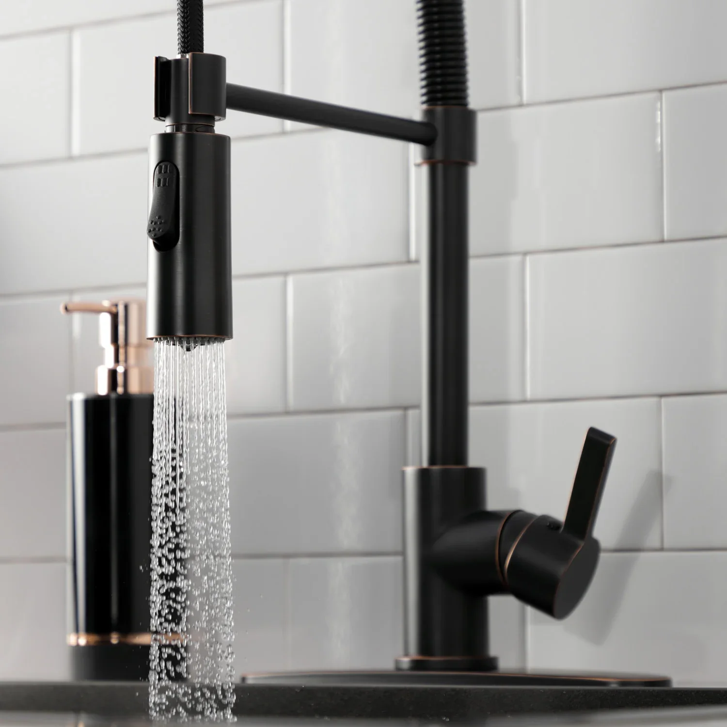 Kingston Brass Gourmetier Continental Single-Handle Deck-Mount Pre-Rinse Kitchen Faucet, Naples Bronze (LS8776CTL) - Image 6