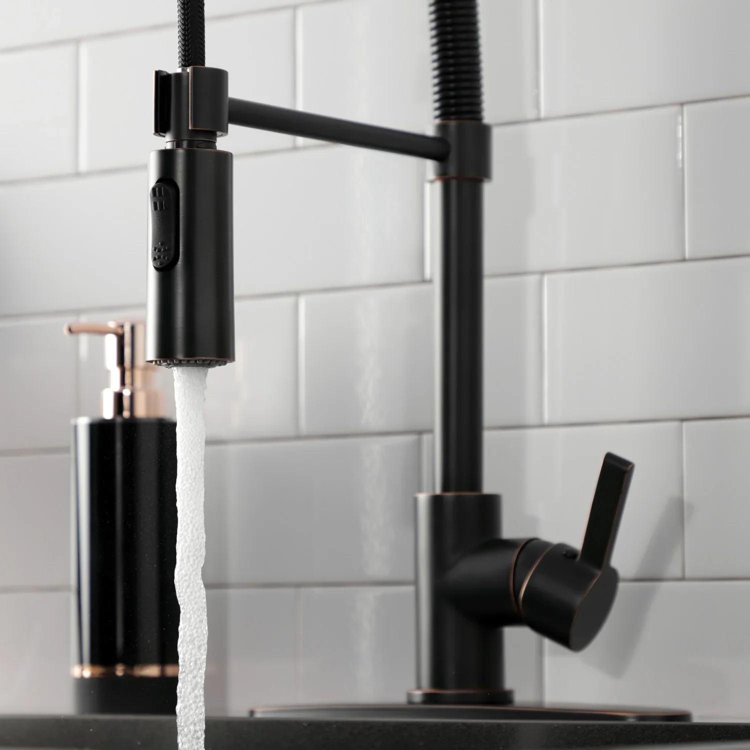 Kingston Brass Gourmetier Continental Single-Handle Deck-Mount Pre-Rinse Kitchen Faucet, Naples Bronze (LS8776CTL) - Image 7
