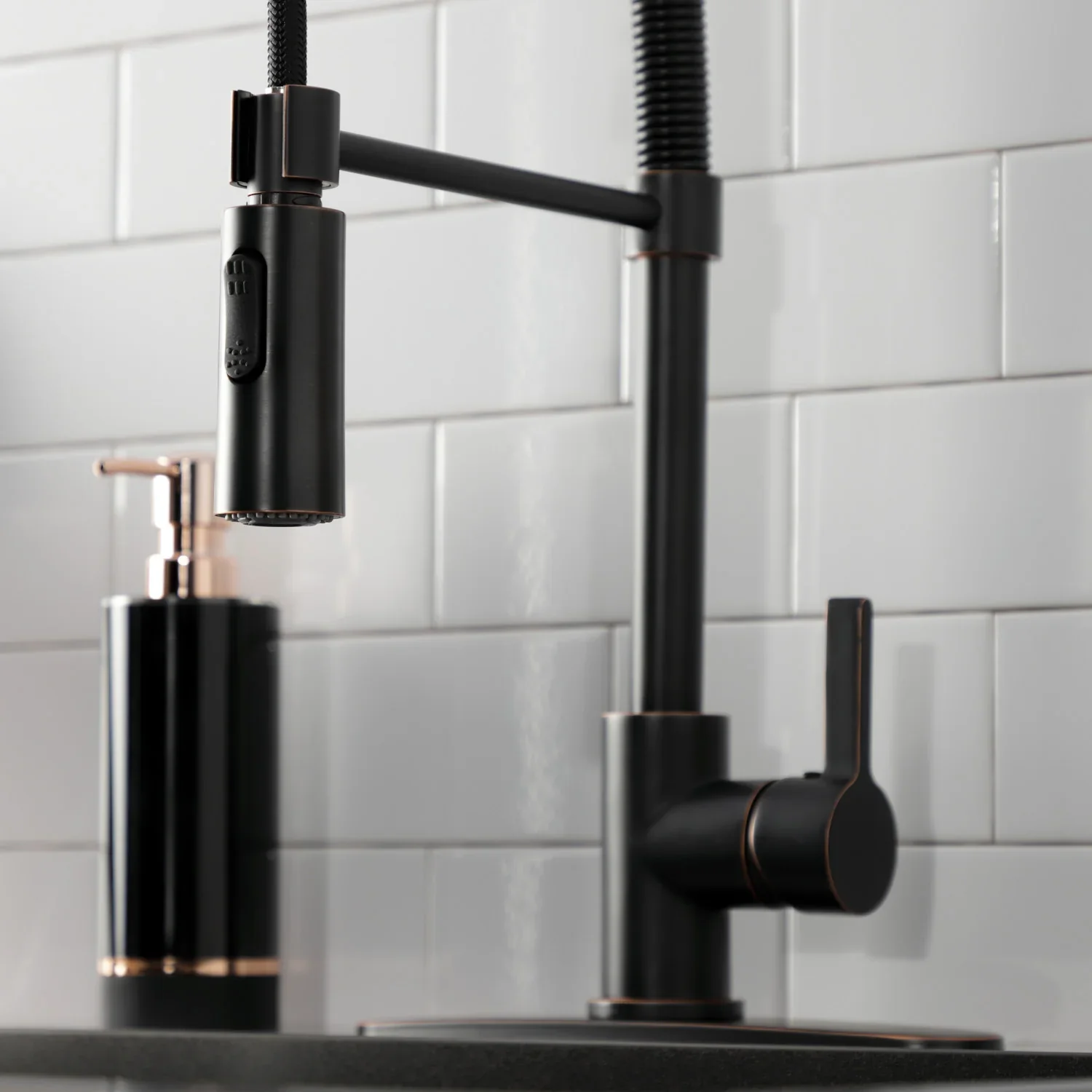 Kingston Brass Gourmetier Continental Single-Handle Deck-Mount Pre-Rinse Kitchen Faucet, Naples Bronze (LS8776CTL) - Image 8