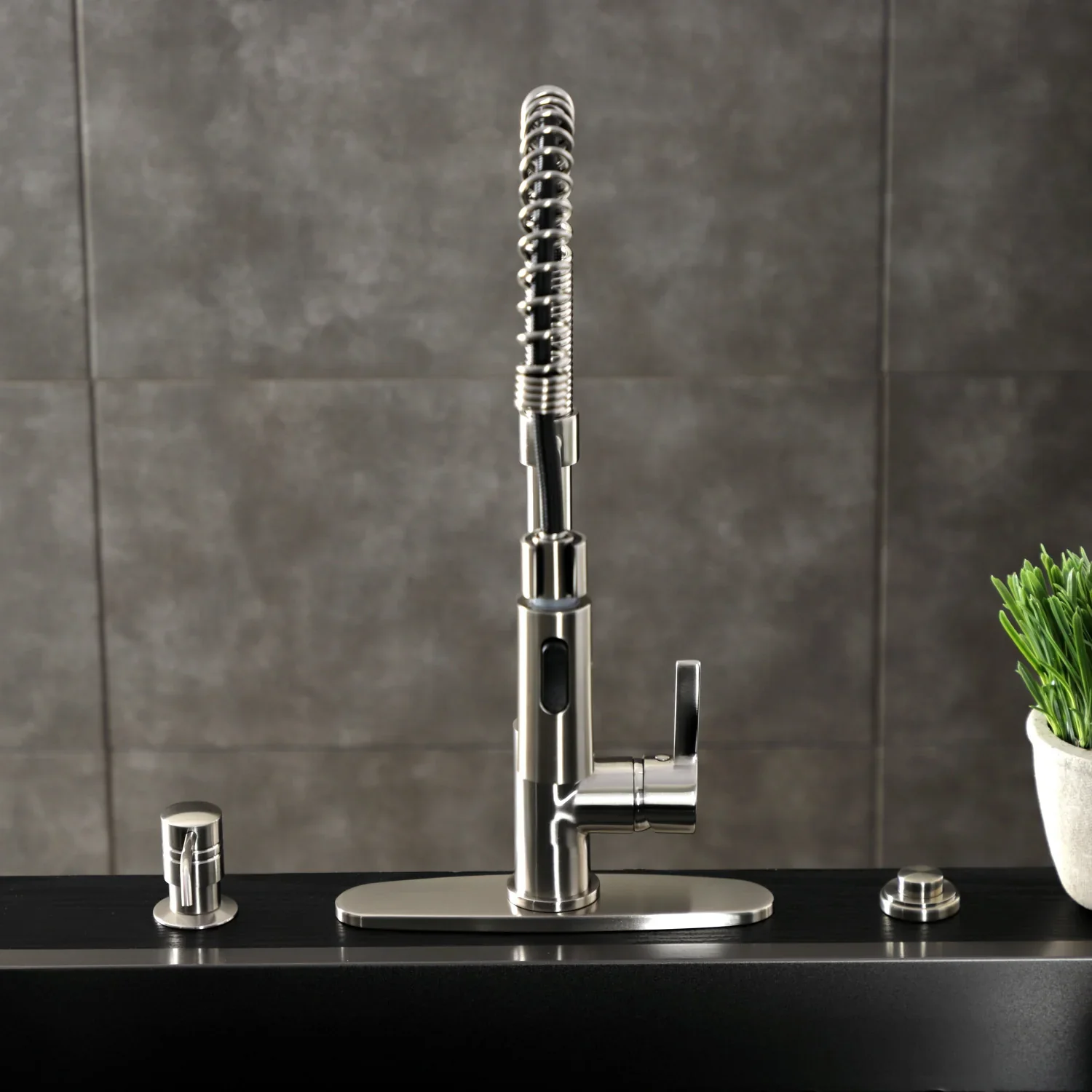 Kingston Brass Gourmetier Continental Single-Handle Deck-Mount Pre-Rinse Kitchen Faucet, Brushed Nickel (LS8778CTL) - Image 5