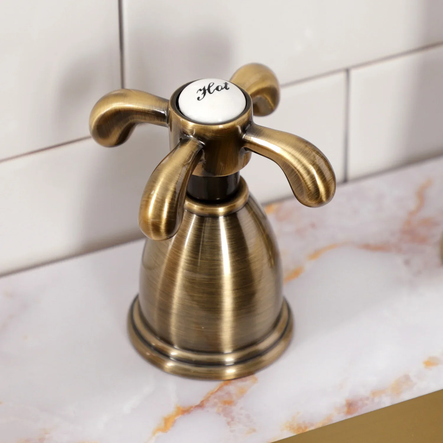 Kingston Brass French Country Double-Handle Widespread Kitchen Faucet with Brass Sprayer, Antique Brass (KB1793TXBS) - Image 7
