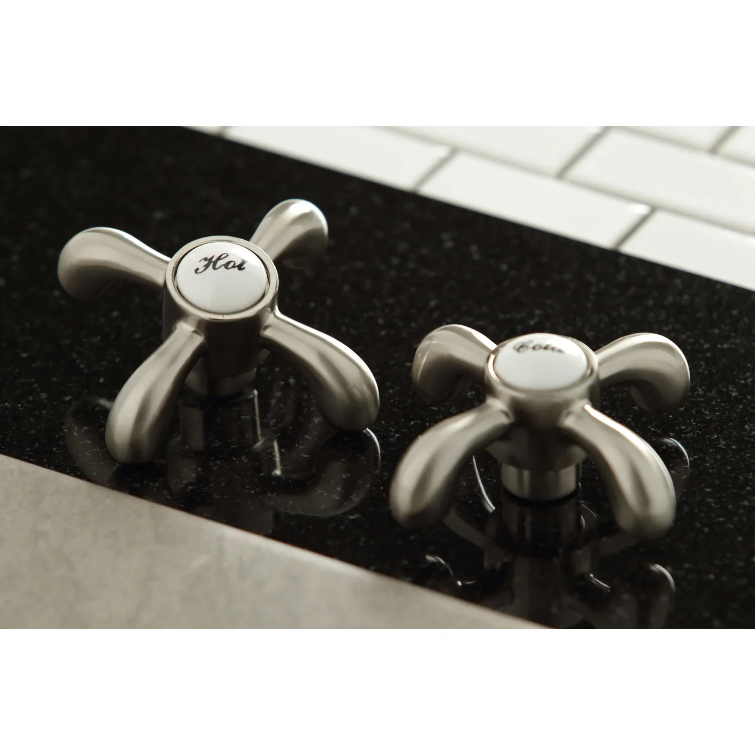 Kingston Brass French Country Double-Handle Widespread Kitchen Faucet with Brass Sprayer, Brushed Nickel (KB1798TXBS) - Image 2