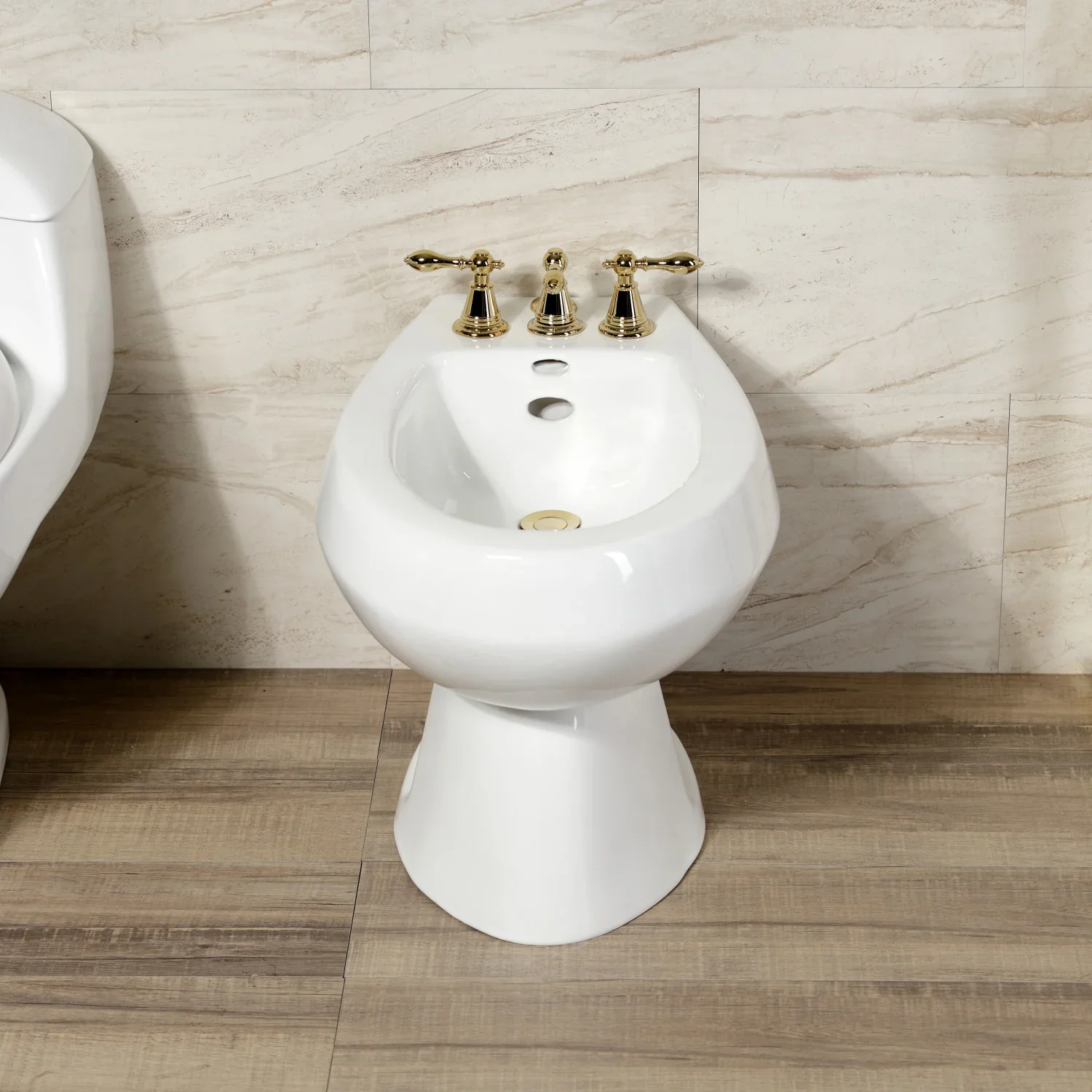 Kingston Brass Victorian Three-Handle Bidet Faucet with Brass Pop-Up, Polished Brass (KB322AL) - Image 6