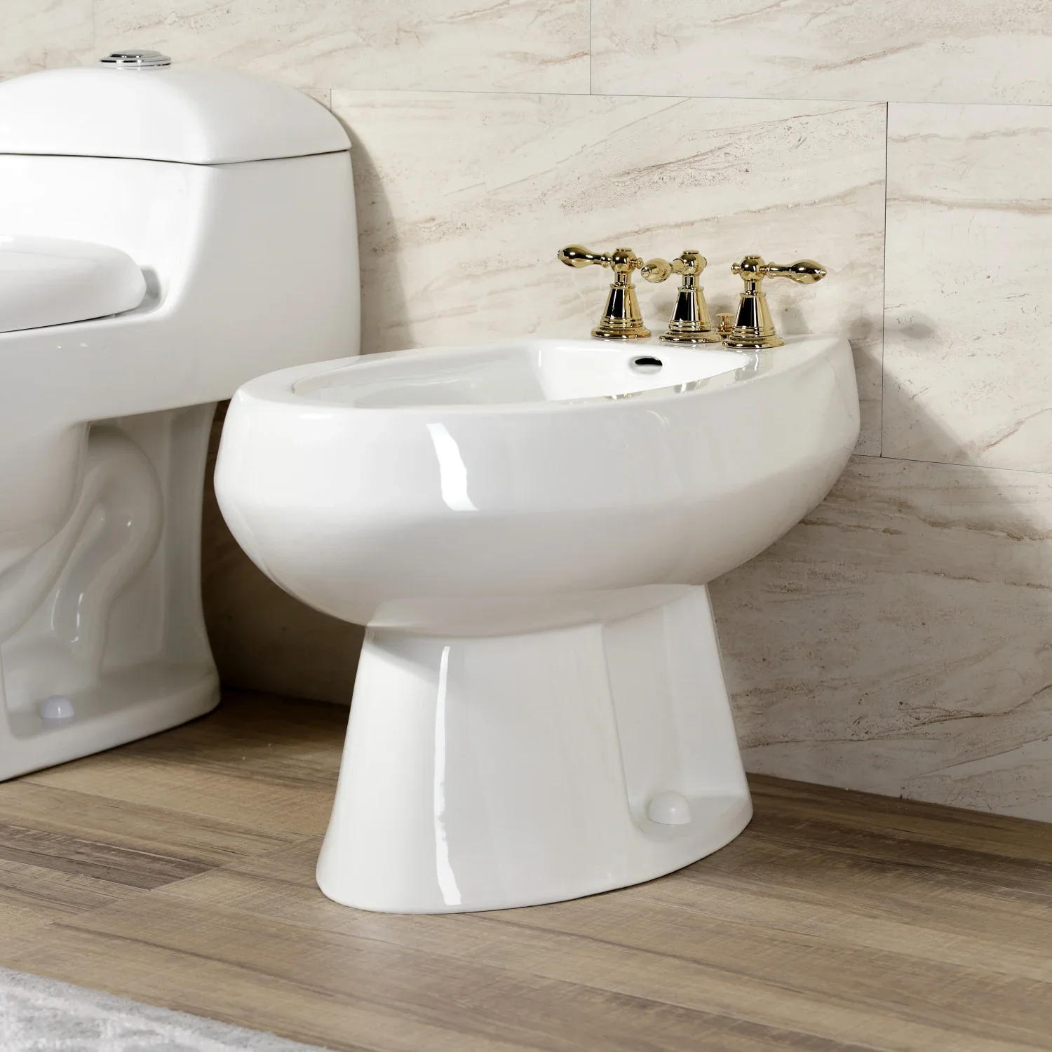 Kingston Brass Victorian Three-Handle Bidet Faucet with Brass Pop-Up, Polished Brass (KB322AL) - Image 7