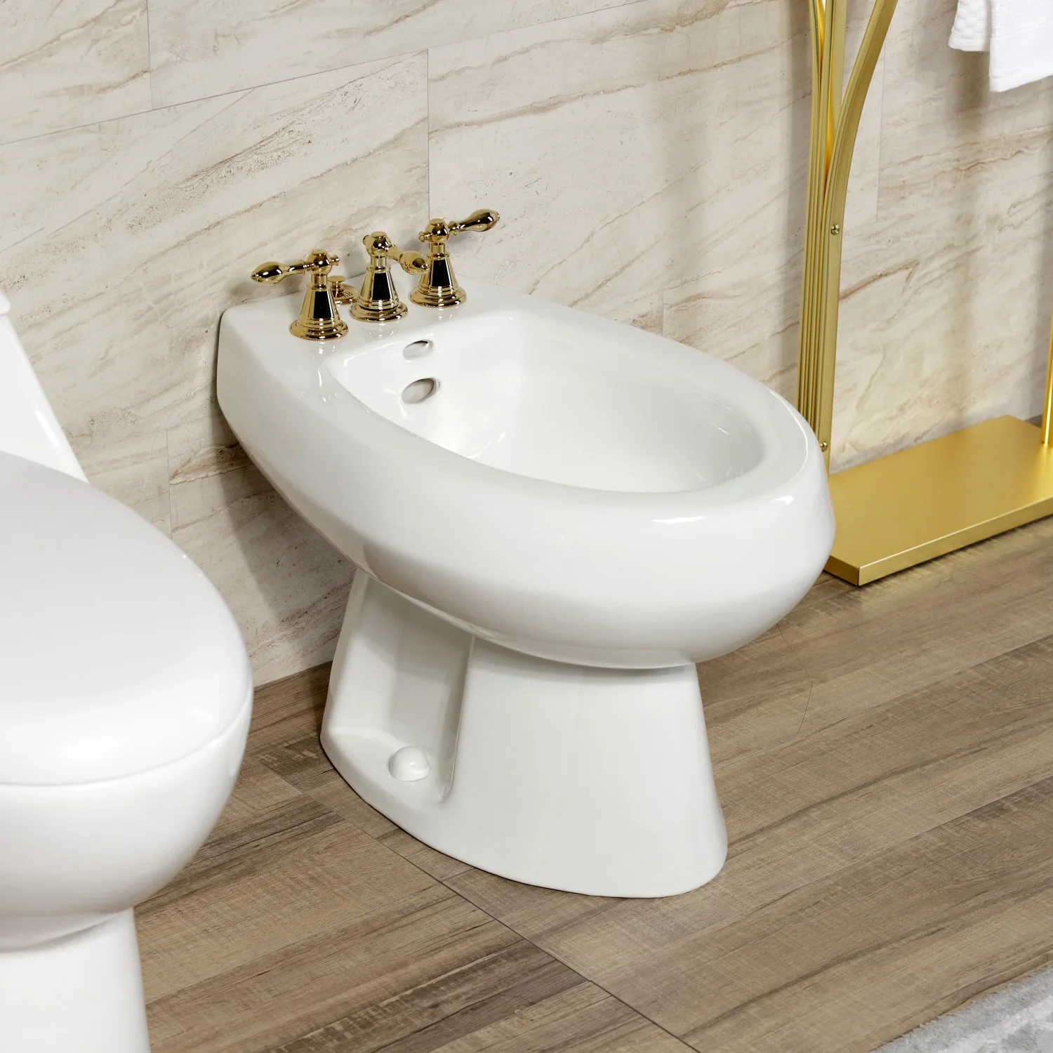 Kingston Brass Victorian Three-Handle Bidet Faucet with Brass Pop-Up, Polished Brass (KB322AL) - Image 8