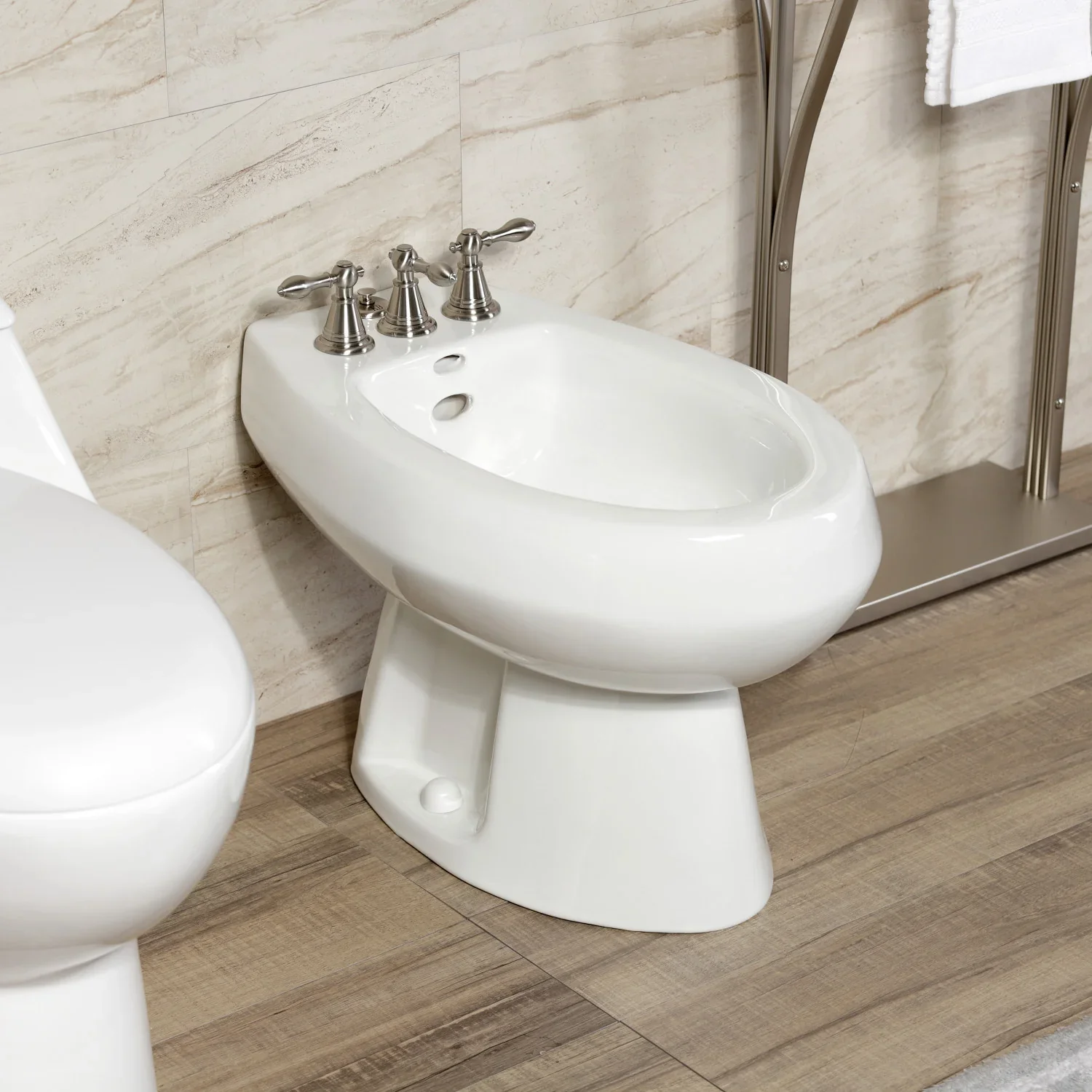 Kingston Brass Victorian Three-Handle Bidet Faucet with Brass Pop-Up, Brushed Nickel (KB328AL) - Image 10
