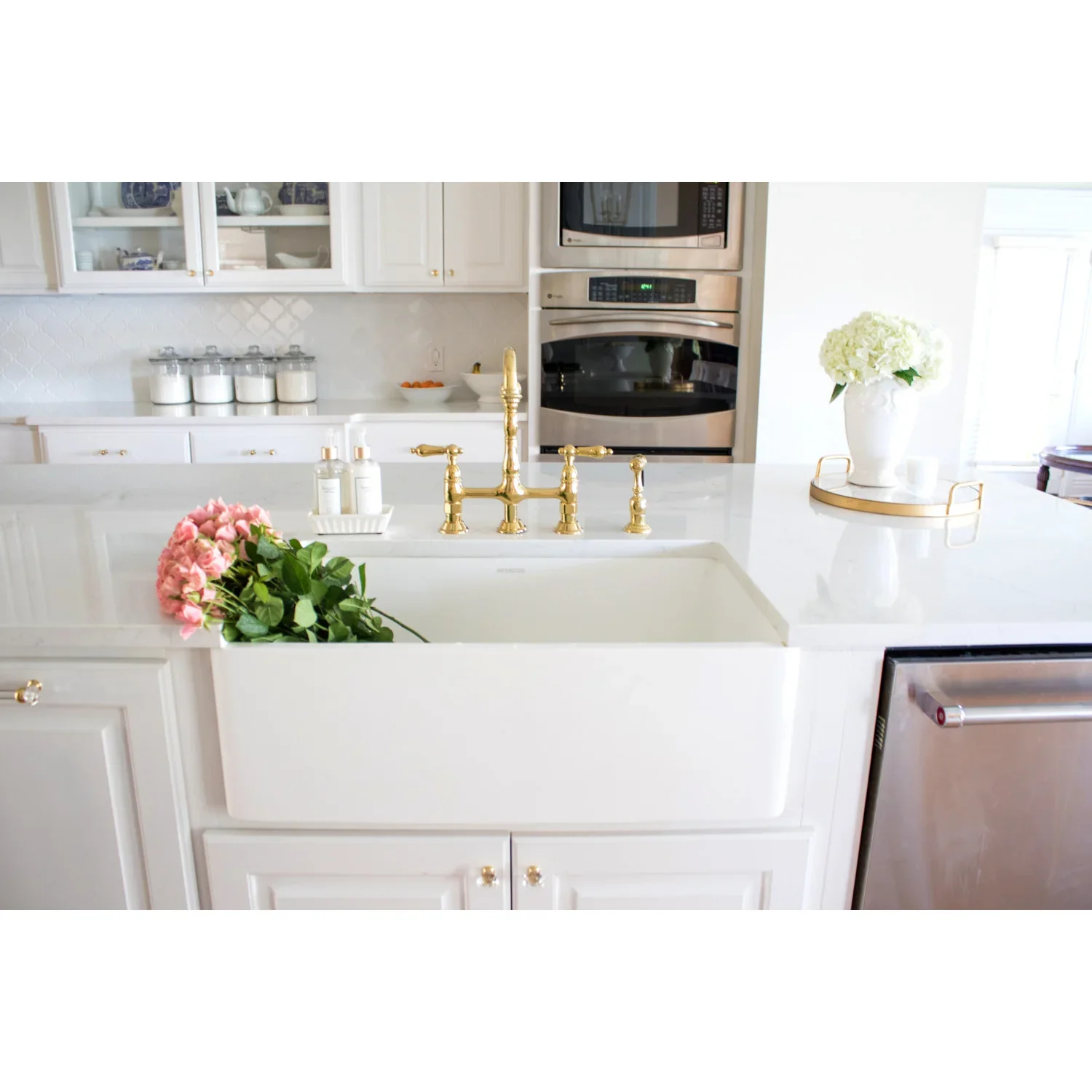 Kingston Brass Heritage Bridge Kitchen Faucet with Brass Side Sprayer, Polished Brass (KS1272ALBS) - Image 6