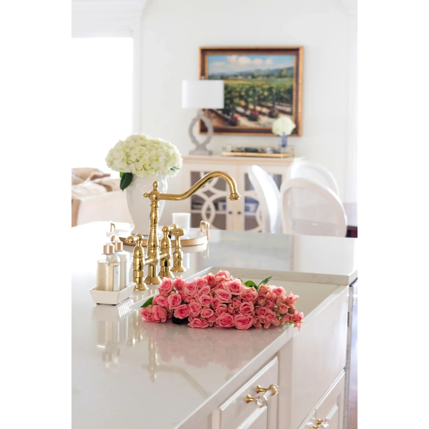 Kingston Brass Heritage Bridge Kitchen Faucet with Brass Side Sprayer, Polished Brass (KS1272ALBS) - Image 7