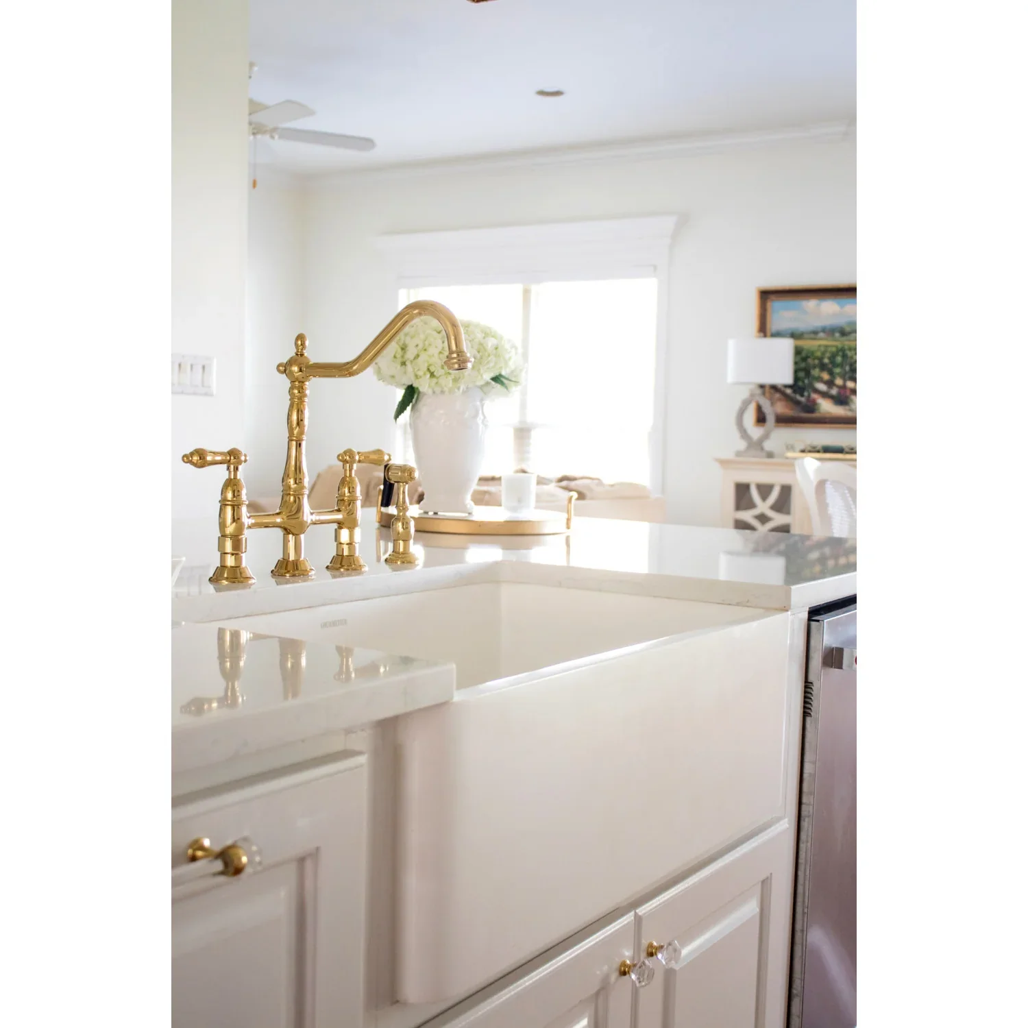 Kingston Brass Heritage Bridge Kitchen Faucet with Brass Side Sprayer, Polished Brass (KS1272ALBS) - Image 8