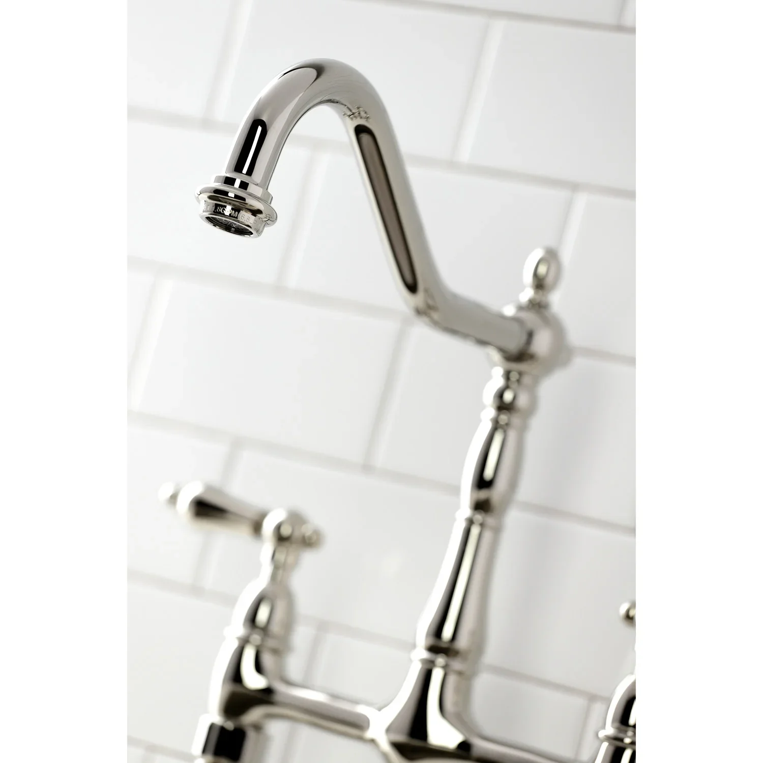 Kingston Brass Heritage Bridge Kitchen Faucet with Brass Side Sprayer, Polished Nickel (KS1276ALBS) - Image 4