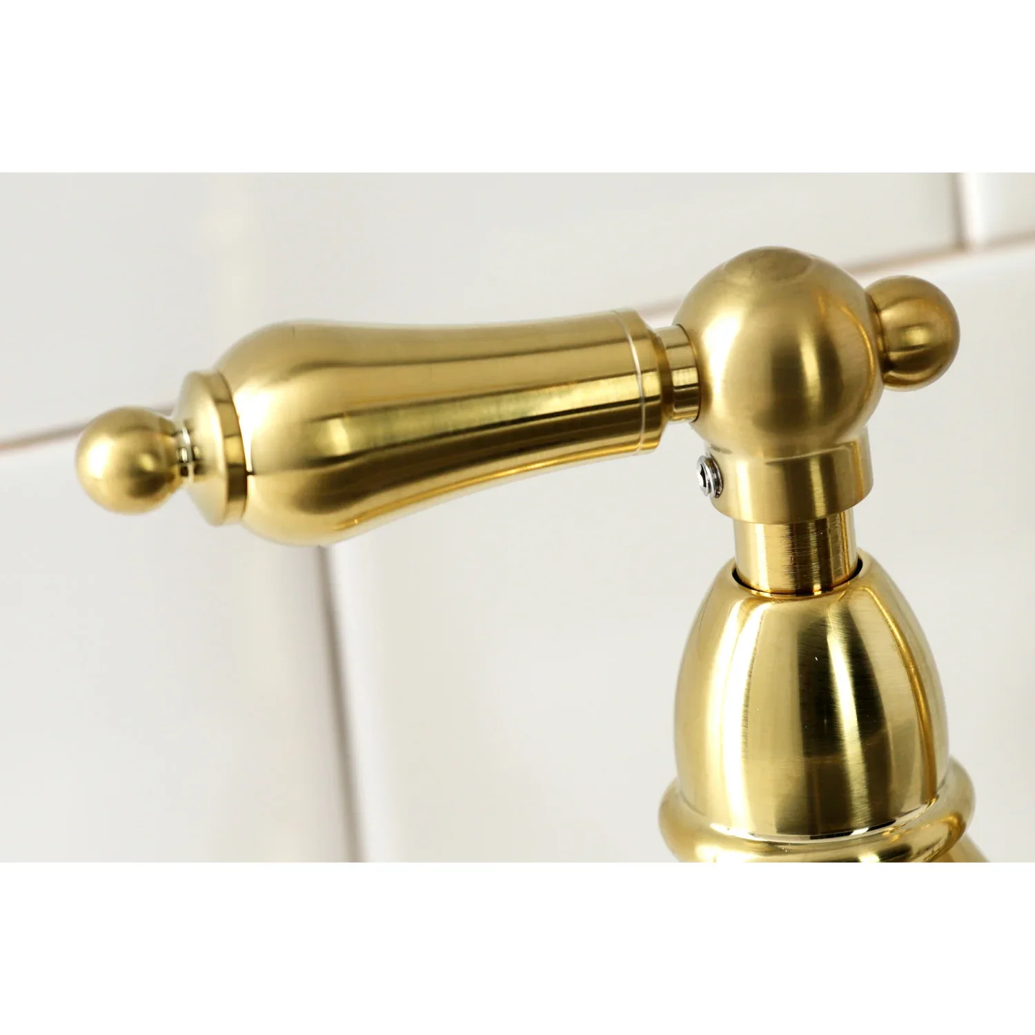 Kingston Brass Heritage Bridge Kitchen Faucet with Brass Side Sprayer, Brushed Brass (KS1277ALBS) - Image 7