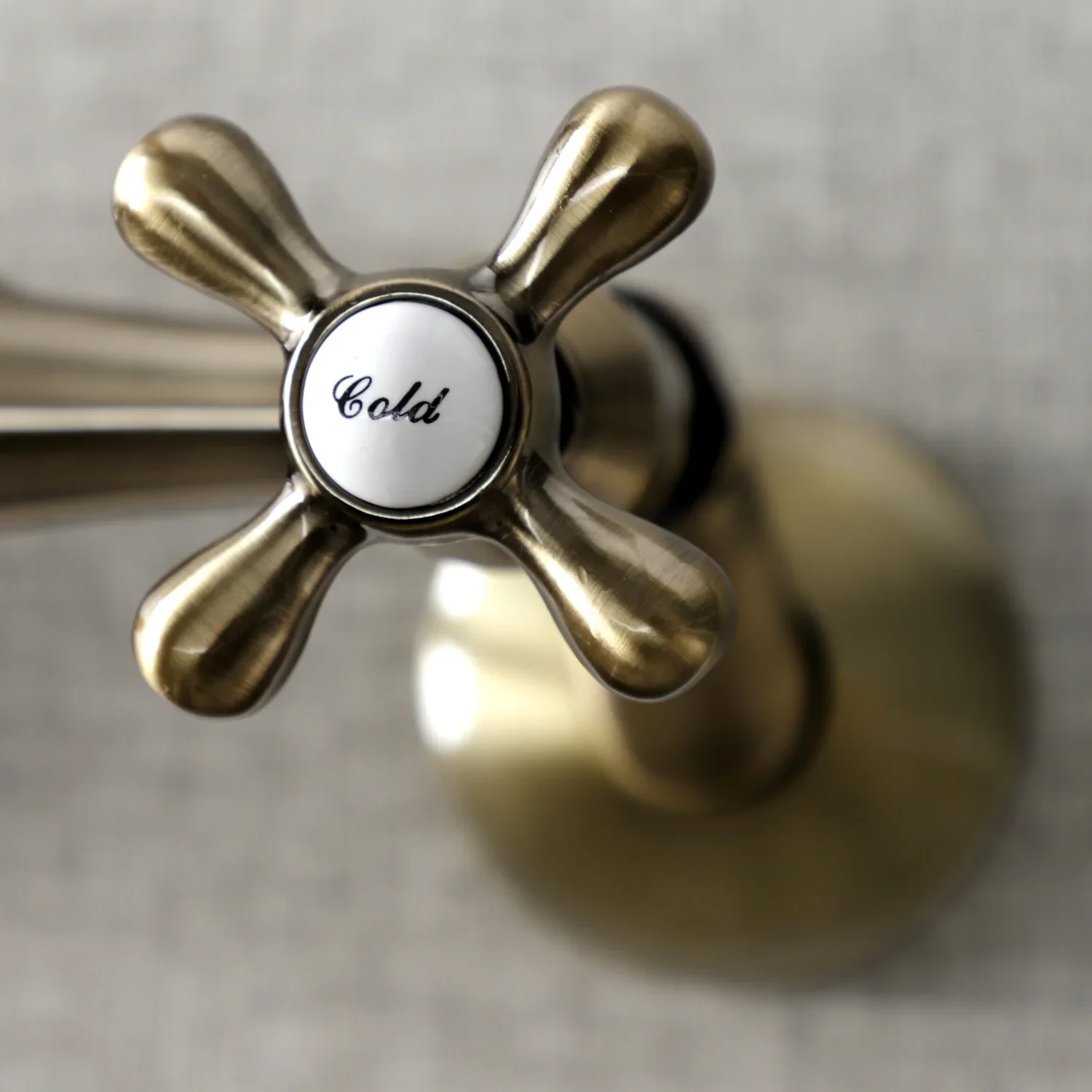 Kingston Brass Kingston Double-Handle Wall-Mount Bridge Kitchen Faucet, Antique Brass (KS213AB) - Image 4