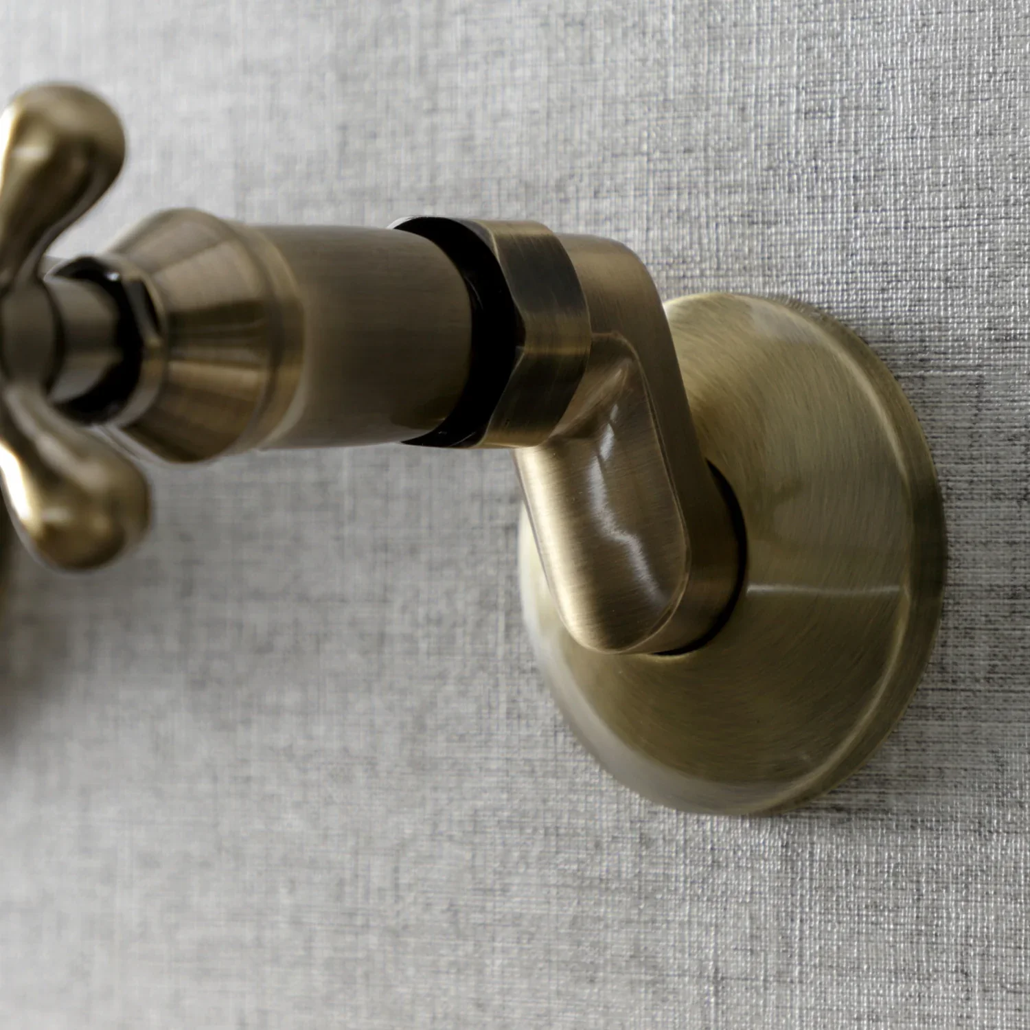 Kingston Brass Kingston Double-Handle Wall-Mount Bridge Kitchen Faucet, Antique Brass (KS213AB) - Image 5