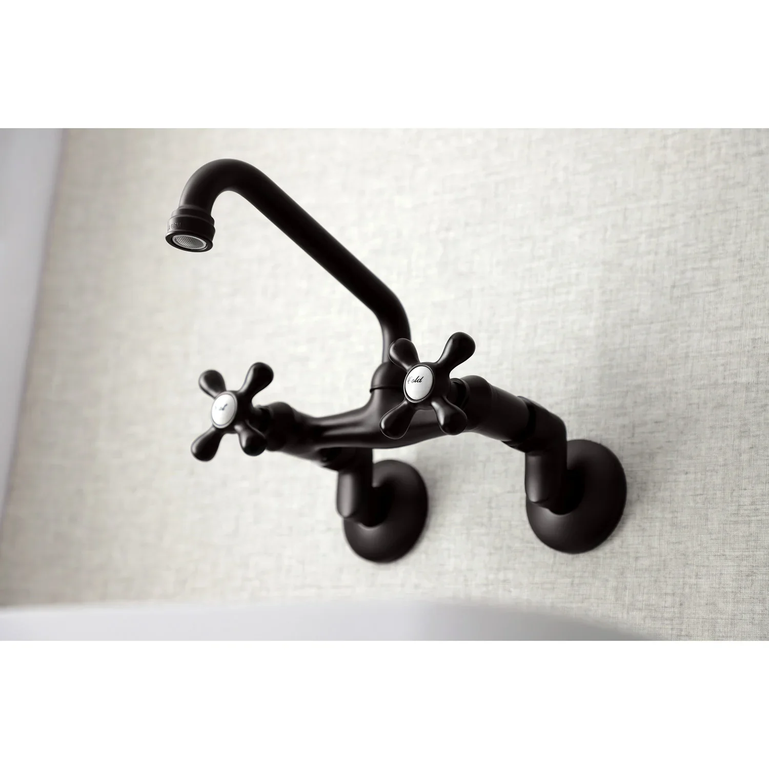 Kingston Brass Kingston Double-Handle Wall-Mount Bridge Kitchen Faucet, Oil Rubbed Bronze (KS213ORB) - Image 3