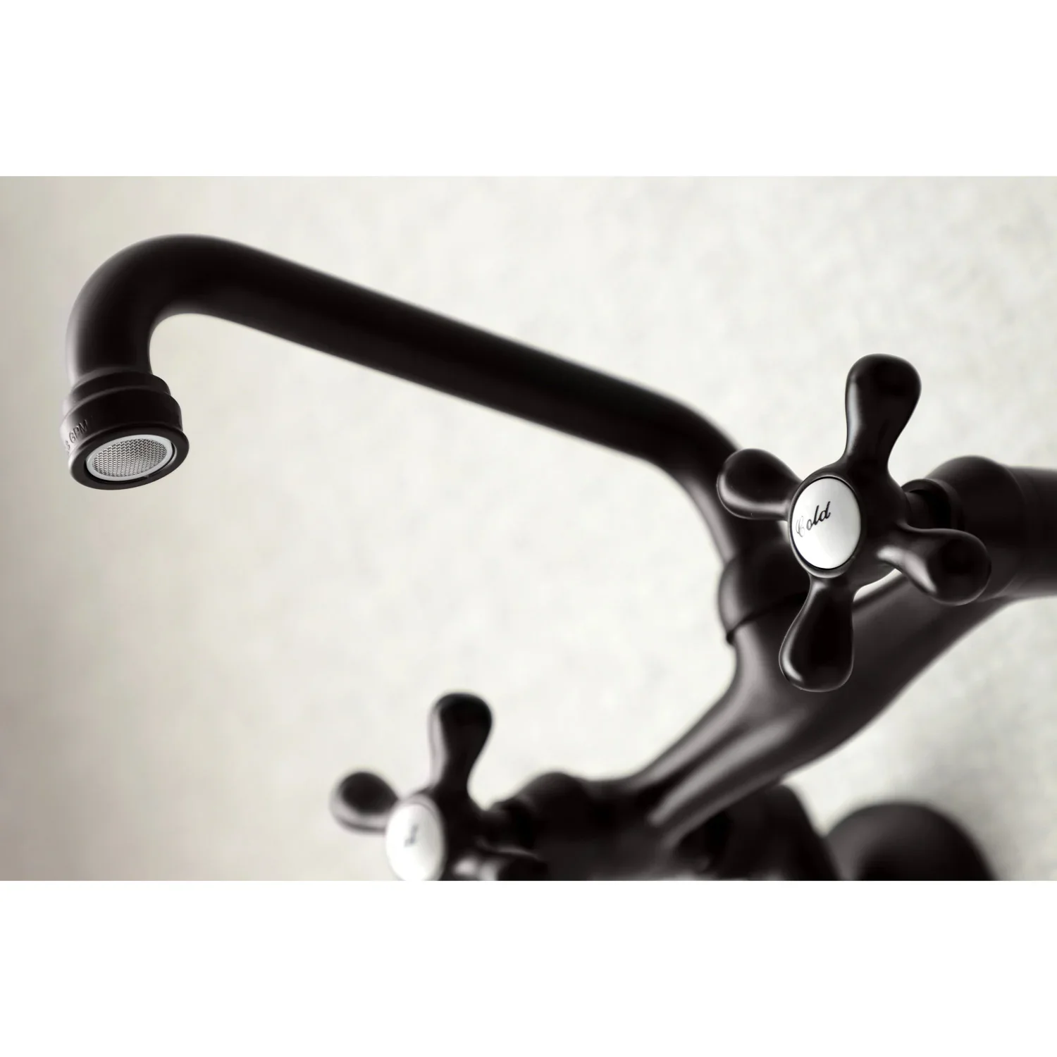 Kingston Brass Kingston Double-Handle Wall-Mount Bridge Kitchen Faucet, Oil Rubbed Bronze (KS213ORB) - Image 4