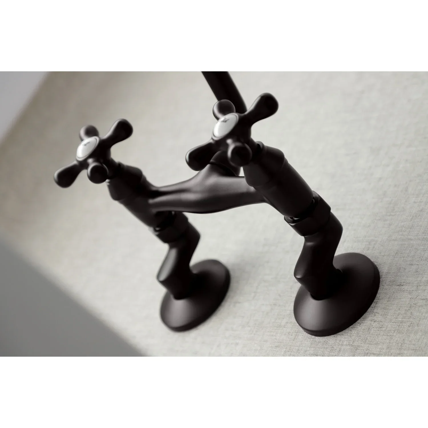 Kingston Brass Kingston Double-Handle Wall-Mount Bridge Kitchen Faucet, Oil Rubbed Bronze (KS213ORB) - Image 5