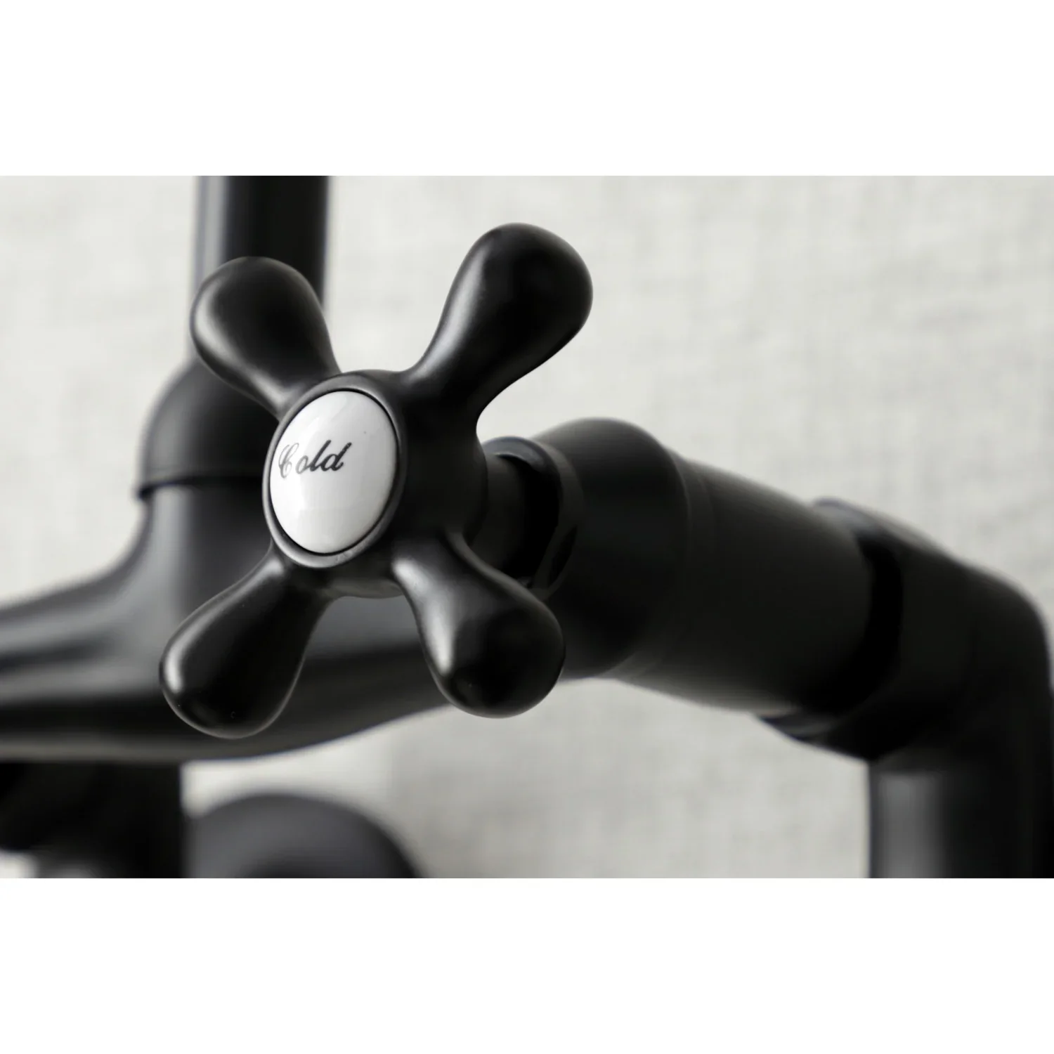 Kingston Brass Kingston Double-Handle Wall-Mount Bridge Kitchen Faucet, Matte Black (KS214MB) - Image 6