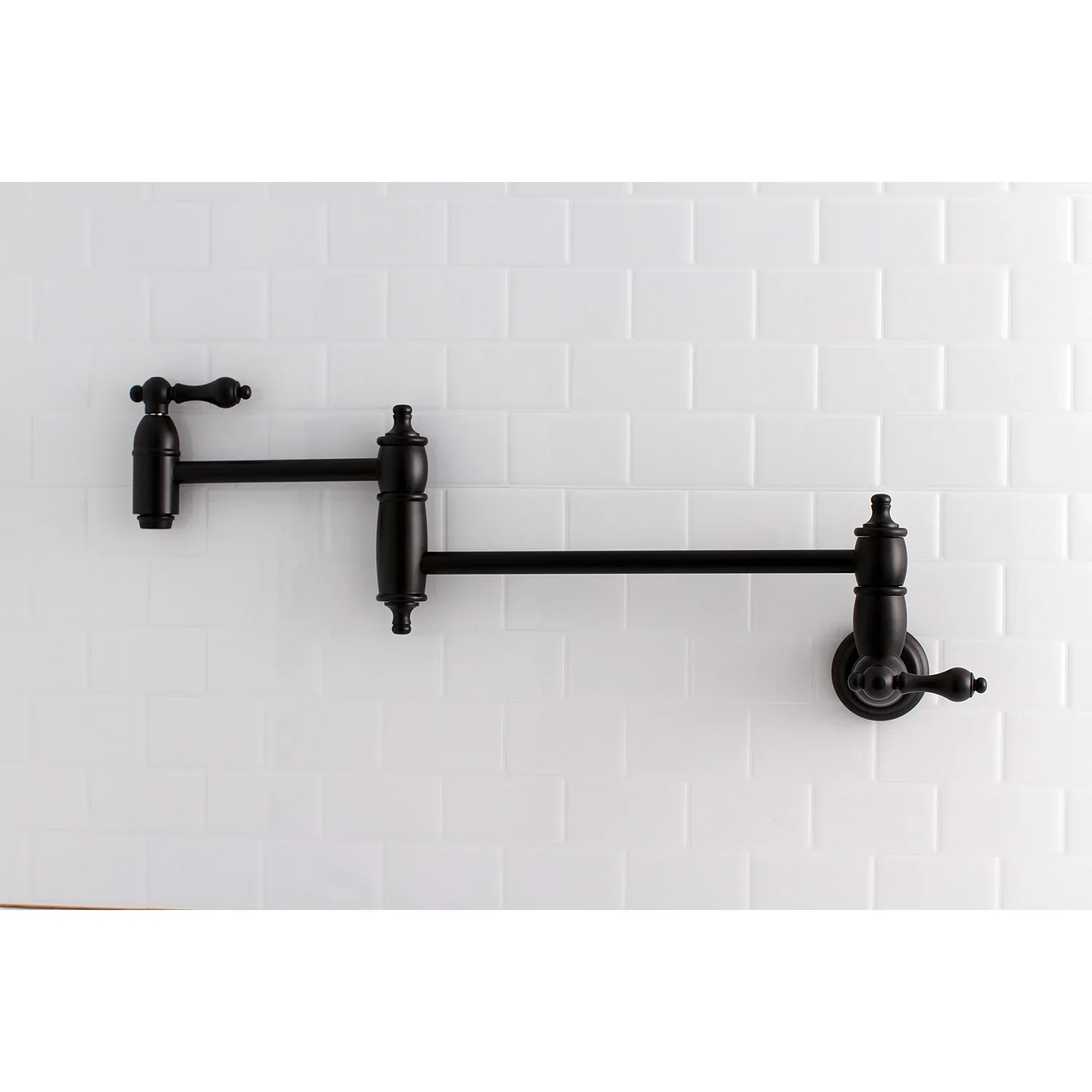 Kingston Brass Restoration Wall Mount Pot Filler Faucet, Matte Black (KS3100AL) - Image 2