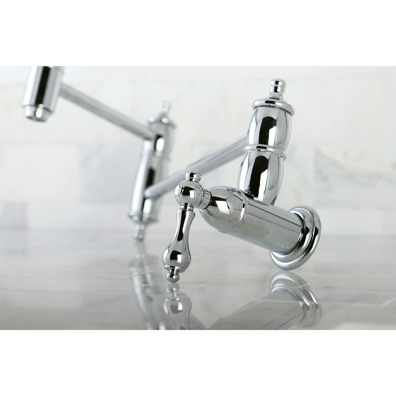 Kingston Brass Restoration Wall Mount Pot Filler Faucet, Polished Chrome (KS3101AL) - Image 4