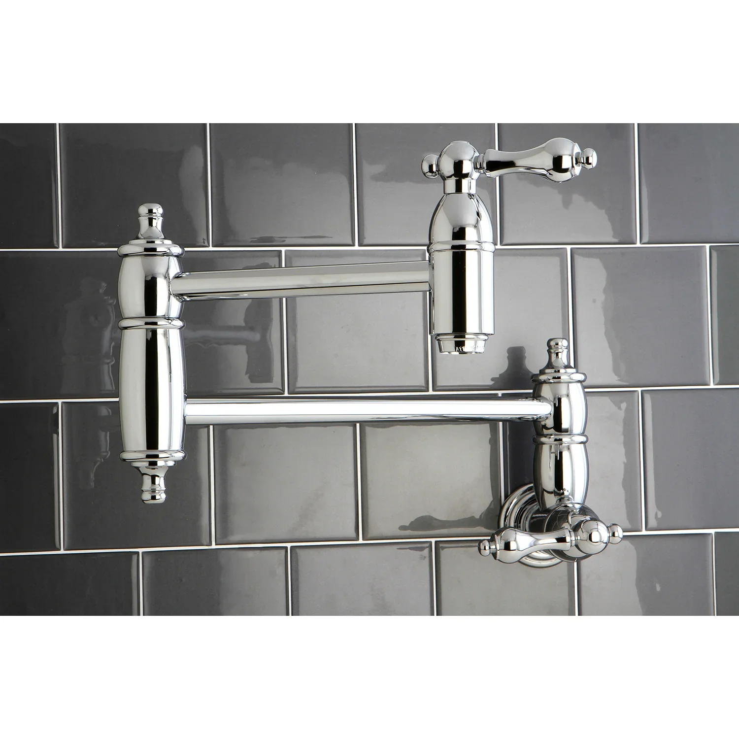 Kingston Brass Restoration Wall Mount Pot Filler Faucet, Polished Chrome (KS3101AL) - Image 6