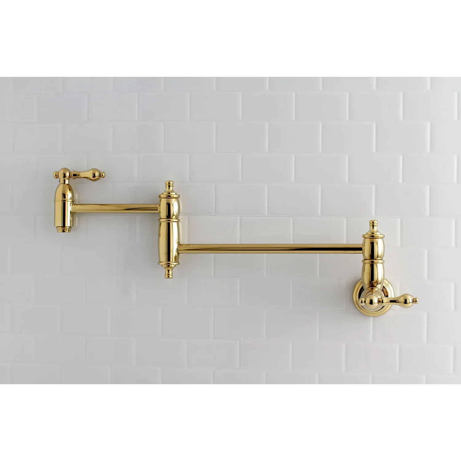 Kingston Brass Restoration Wall Mount Pot Filler Faucet, Polished Brass (KS3102AL) - Image 2