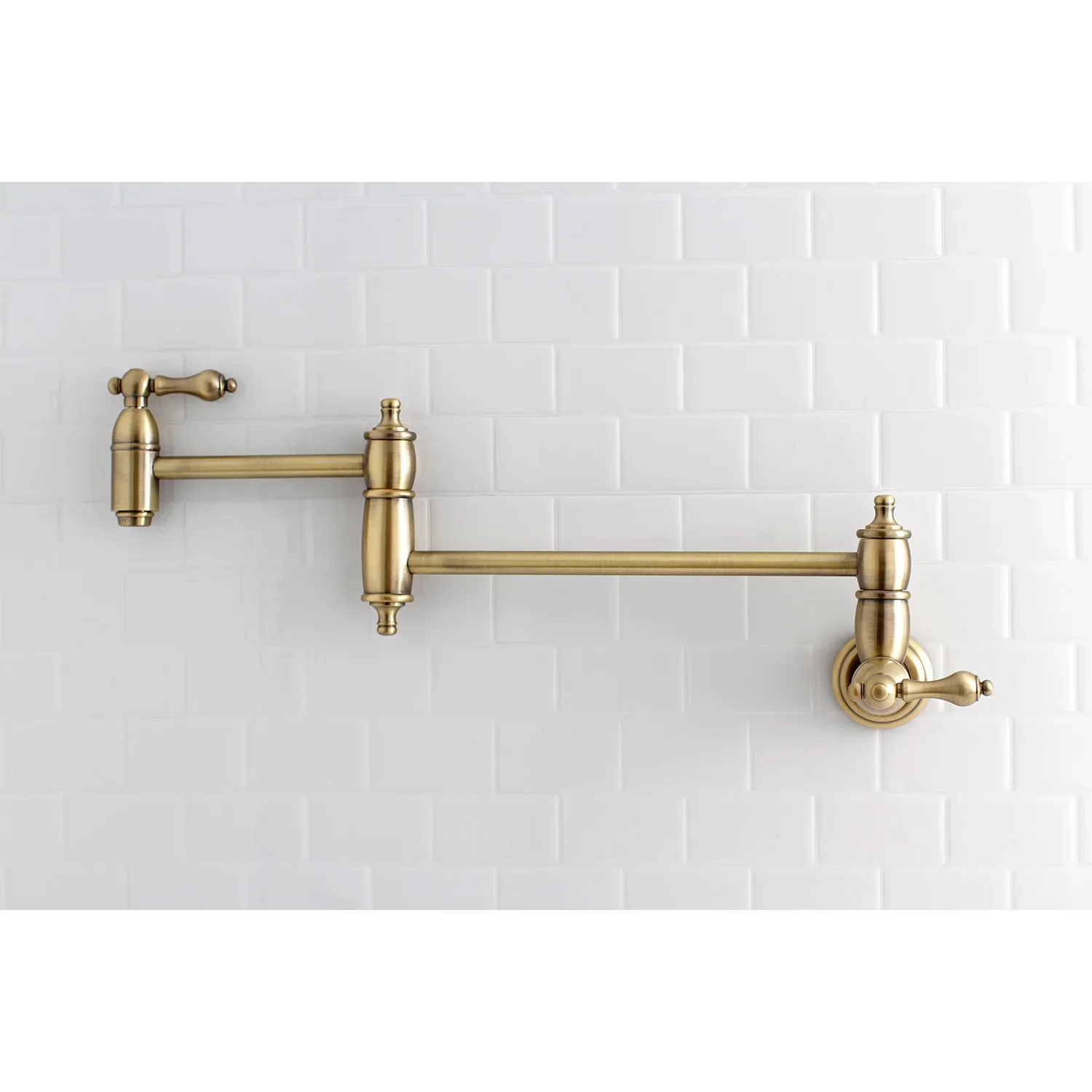 Kingston Brass Restoration Wall Mount Pot Filler Faucet, Antique Brass (KS3103AL) - Image 4