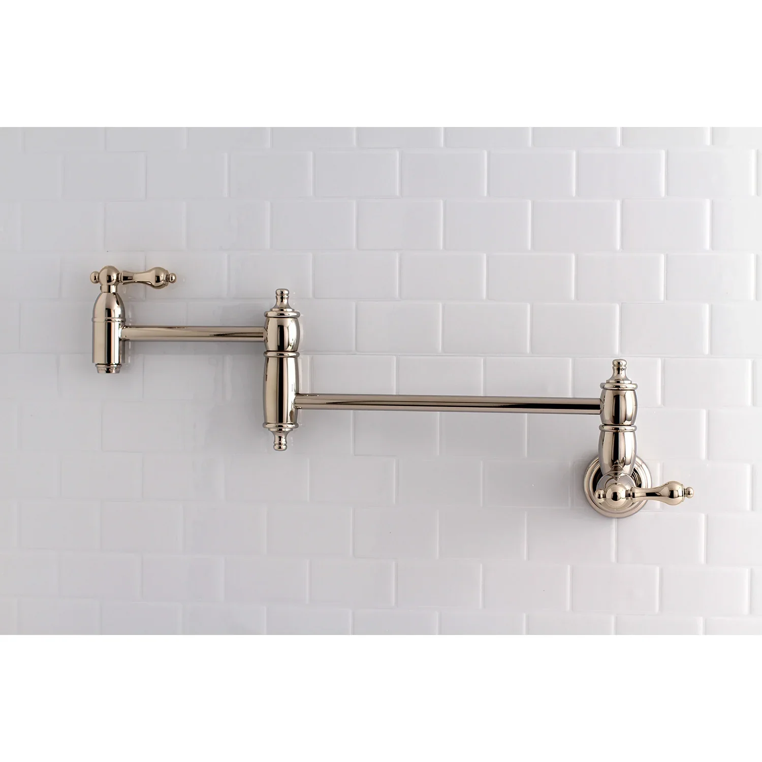 Kingston Brass Restoration Wall Mount Pot Filler Faucet, Polished Nickel (KS3106AL) - Image 2