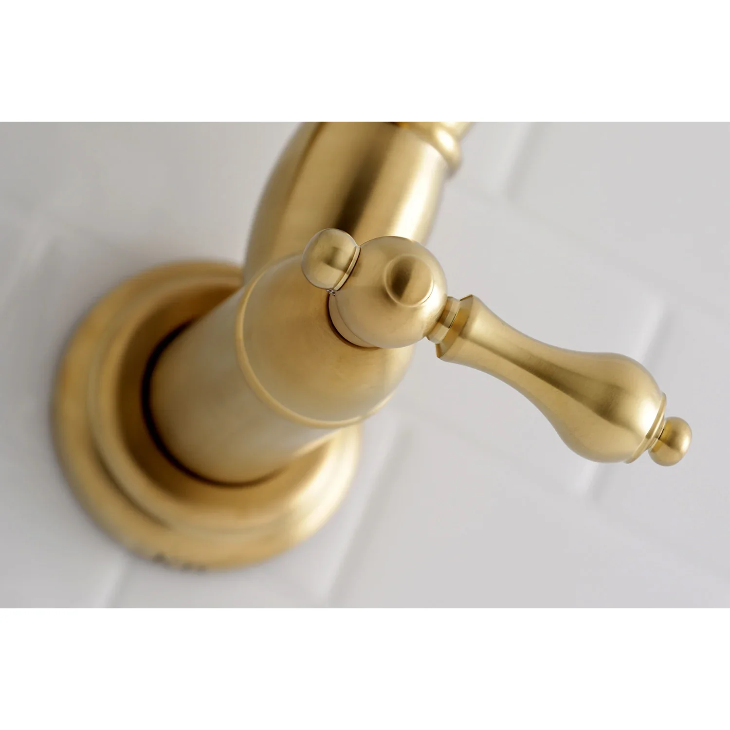 Kingston Brass Restoration Wall Mount Pot Filler Faucet, Brushed Brass (KS3107AL) - Image 3