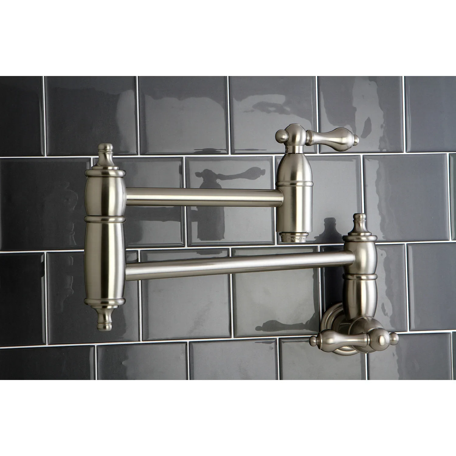 Kingston Brass Restoration Wall Mount Pot Filler Faucet, Brushed Nickel (KS3108AL) - Image 2