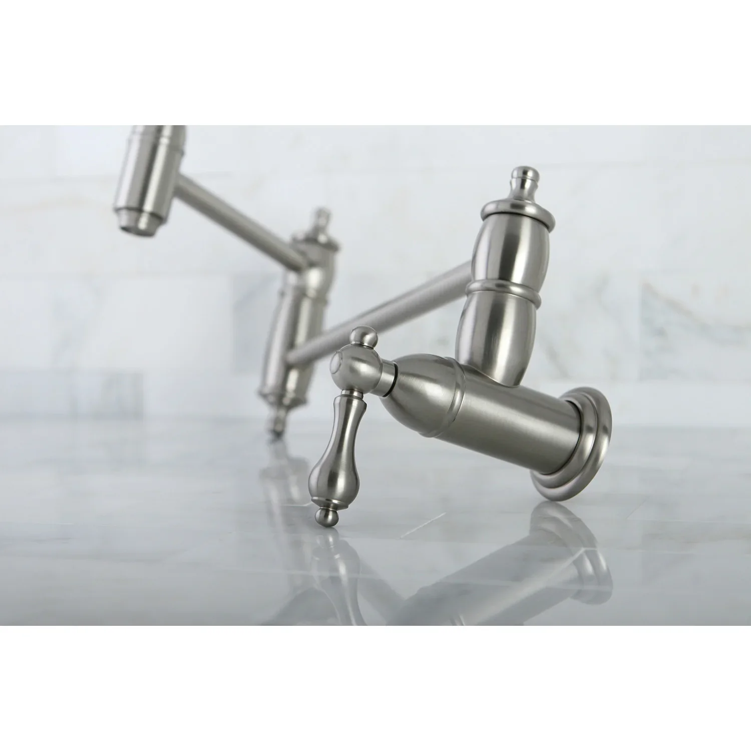 Kingston Brass Restoration Wall Mount Pot Filler Faucet, Brushed Nickel (KS3108AL) - Image 3