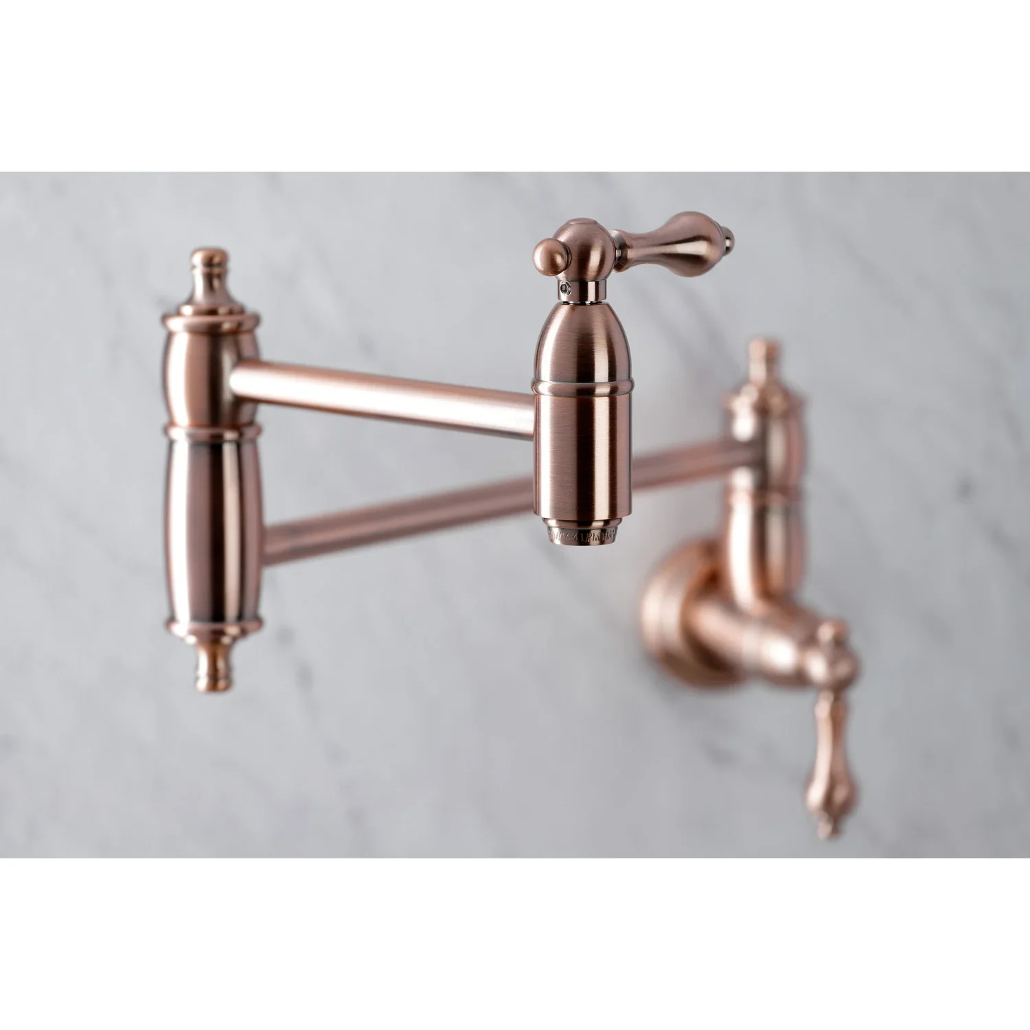 Kingston Brass Restoration Wall Mount Pot Filler Faucet, Antique Copper (KS310ALAC) - Image 2