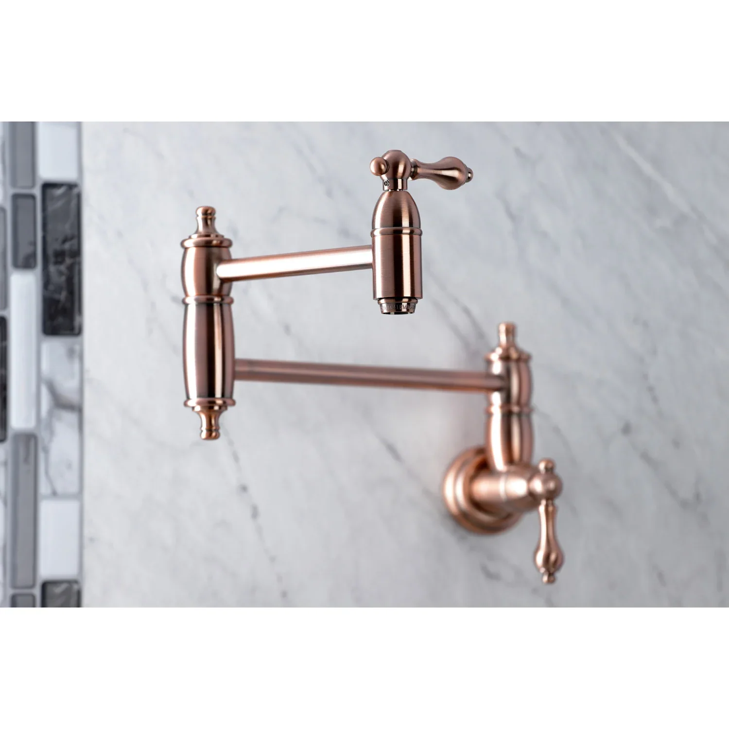 Kingston Brass Restoration Wall Mount Pot Filler Faucet, Antique Copper (KS310ALAC) - Image 3
