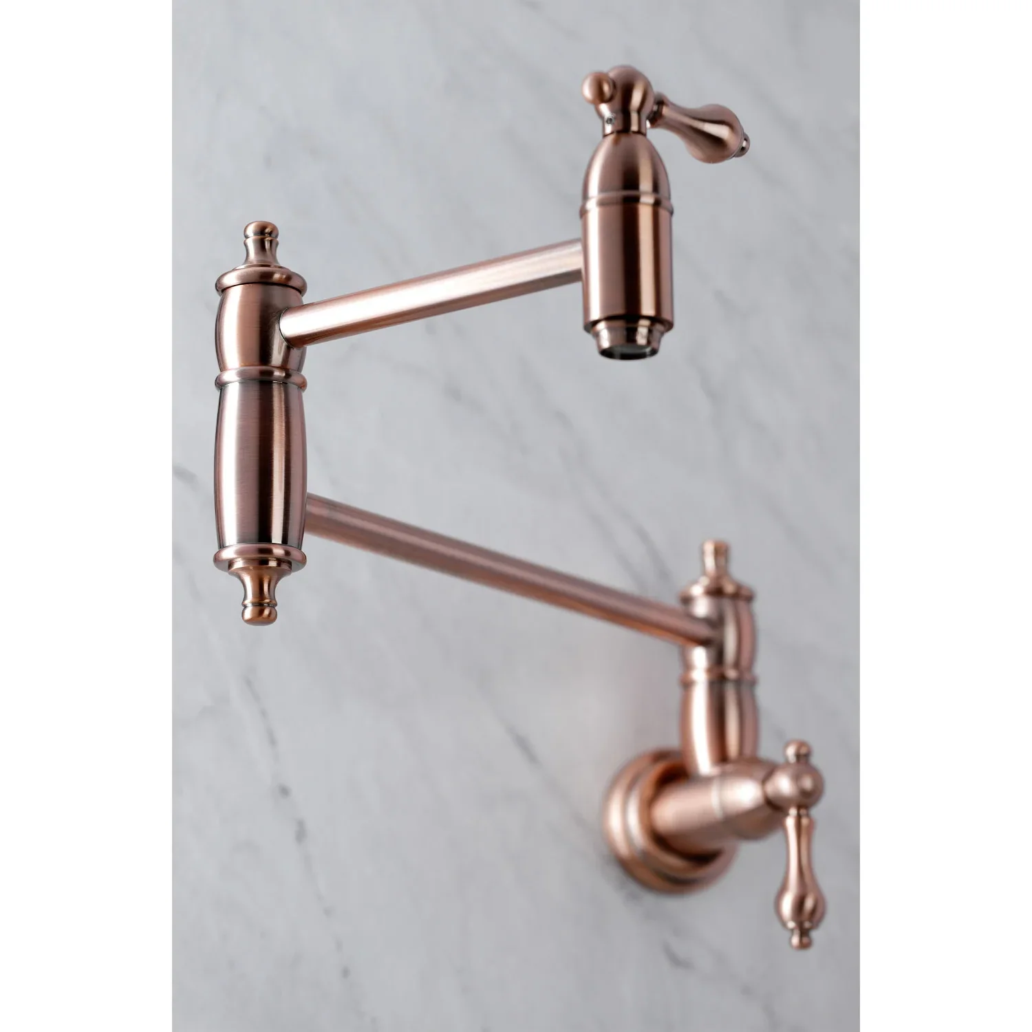 Kingston Brass Restoration Wall Mount Pot Filler Faucet, Antique Copper (KS310ALAC) - Image 4