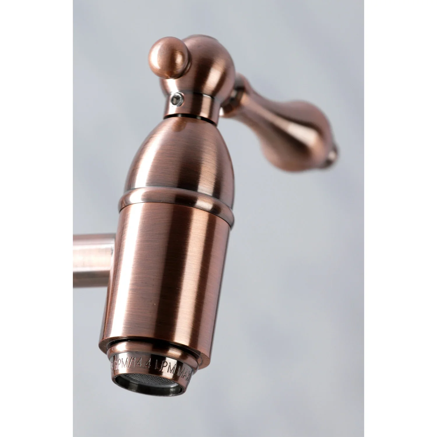 Kingston Brass Restoration Wall Mount Pot Filler Faucet, Antique Copper (KS310ALAC) - Image 5