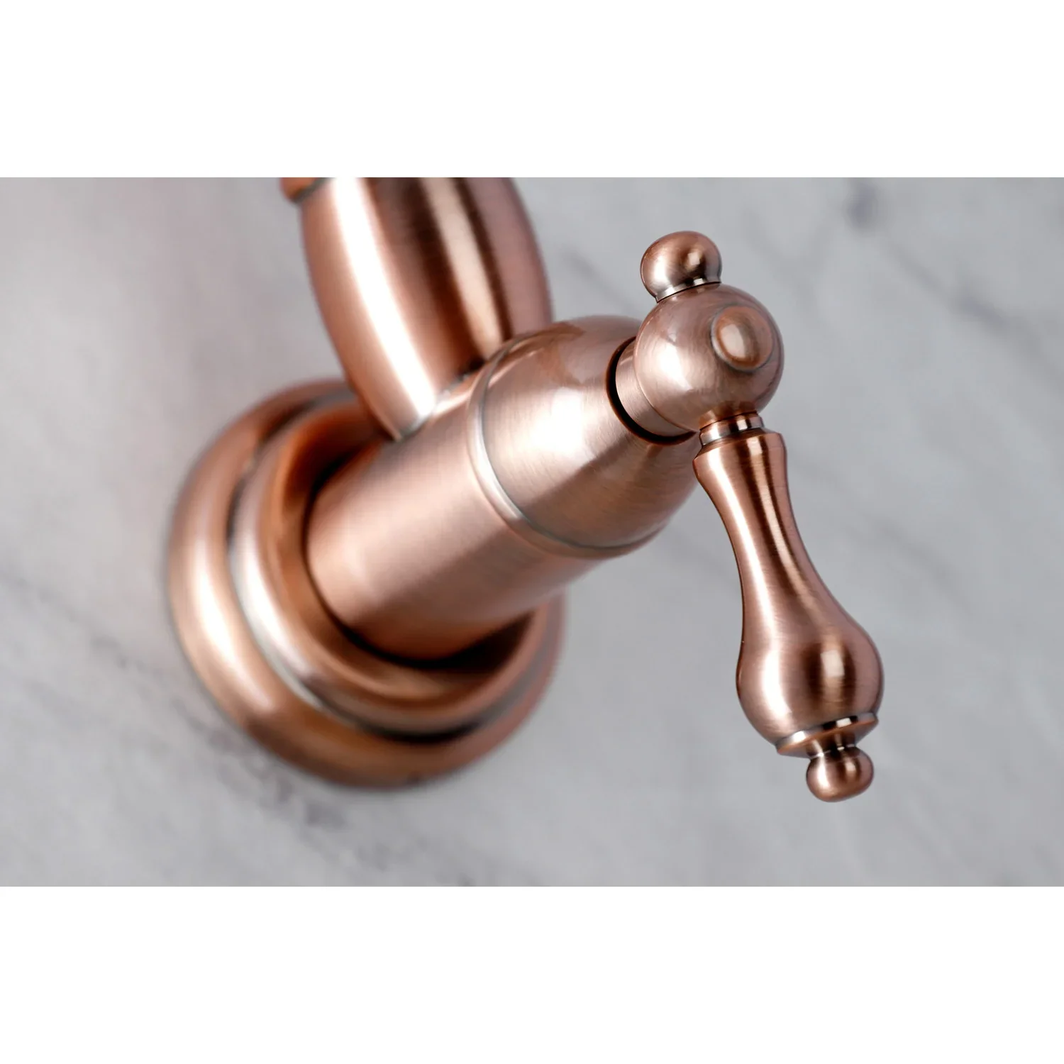 Kingston Brass Restoration Wall Mount Pot Filler Faucet, Antique Copper (KS310ALAC) - Image 6