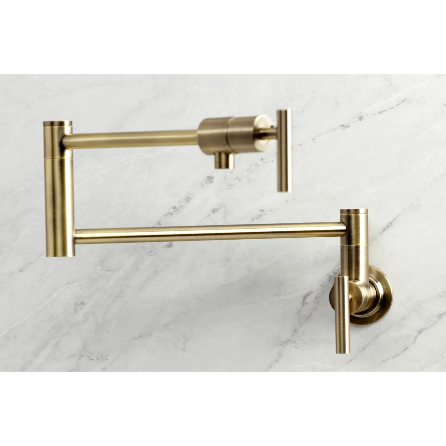 Kingston Brass Manhattan Wall Mount Pot Filler Faucet, Antique Brass (KS4103CML) - Image 2