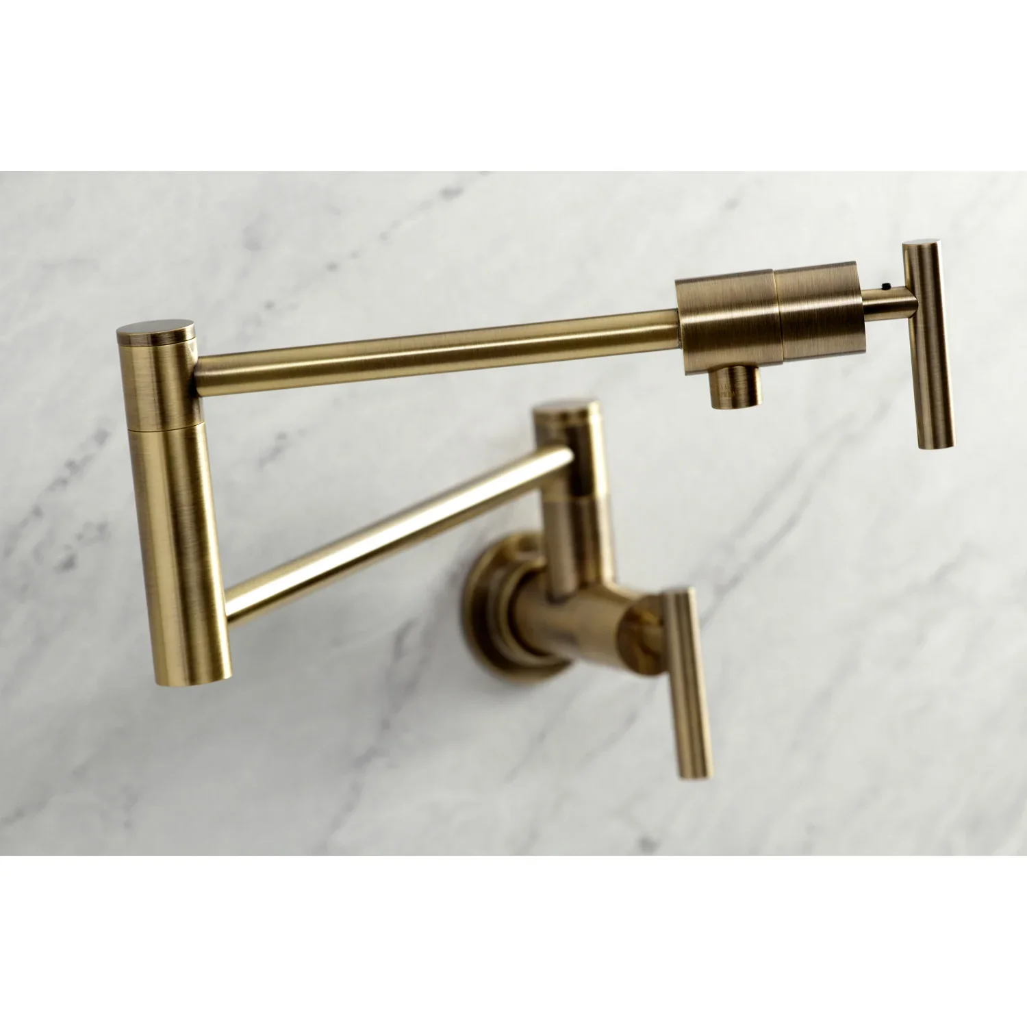 Kingston Brass Manhattan Wall Mount Pot Filler Faucet, Antique Brass (KS4103CML) - Image 3