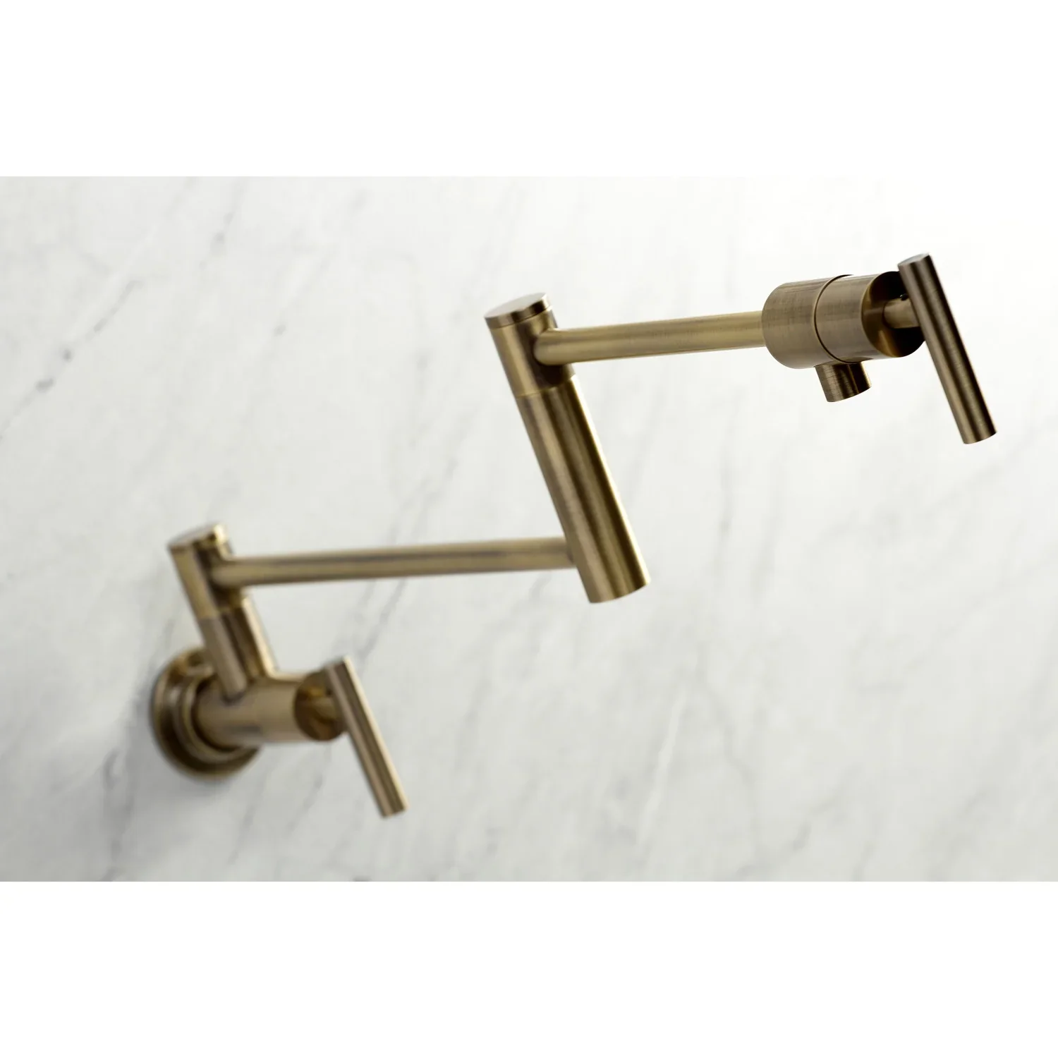 Kingston Brass Manhattan Wall Mount Pot Filler Faucet, Antique Brass (KS4103CML) - Image 4
