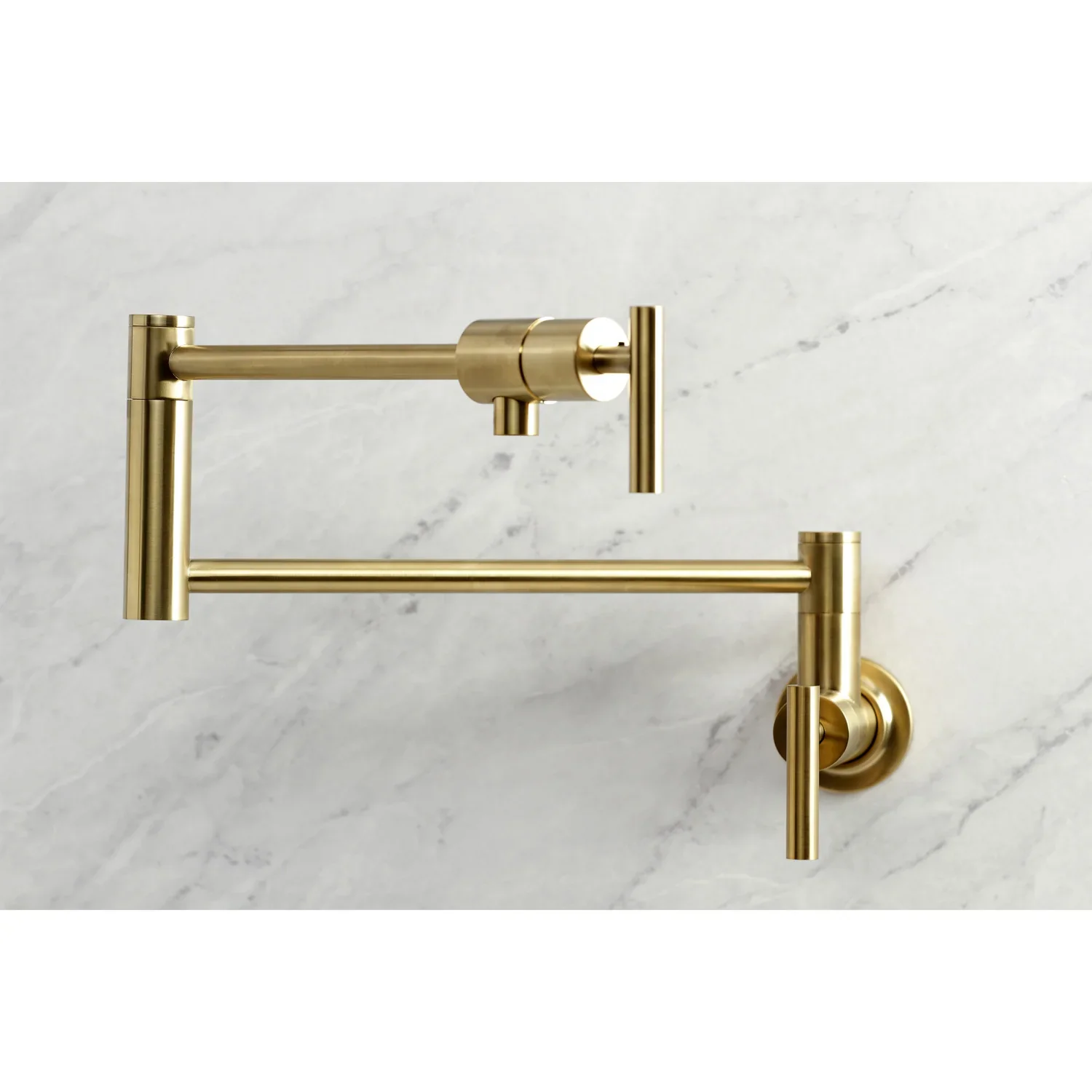 Kingston Brass Manhattan Wall Mount Pot Filler Faucet, Brushed Brass (KS4107CML) - Image 2