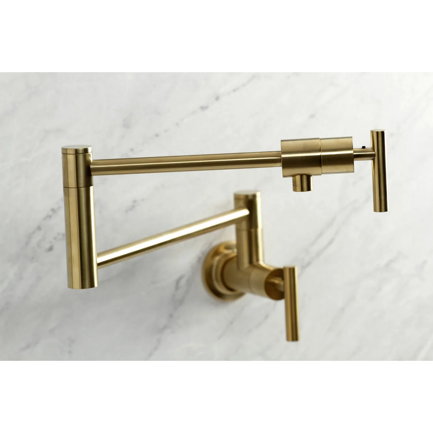 Kingston Brass Manhattan Wall Mount Pot Filler Faucet, Brushed Brass (KS4107CML) - Image 3